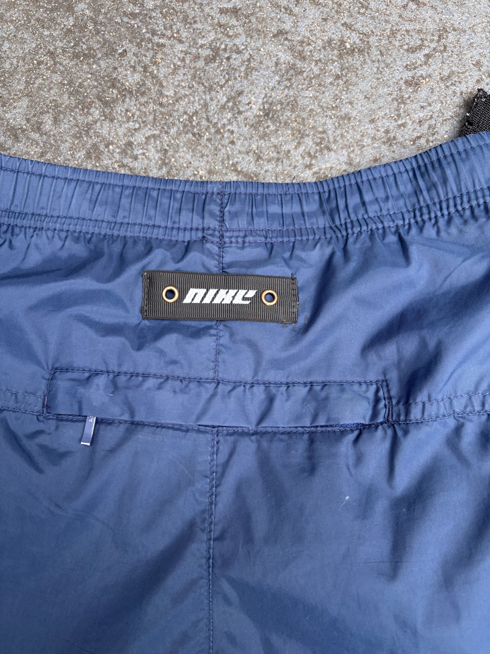 Vintage Y2K Nike Track Pants L Navy White Swoosh Spell Out Classic Windbreakers