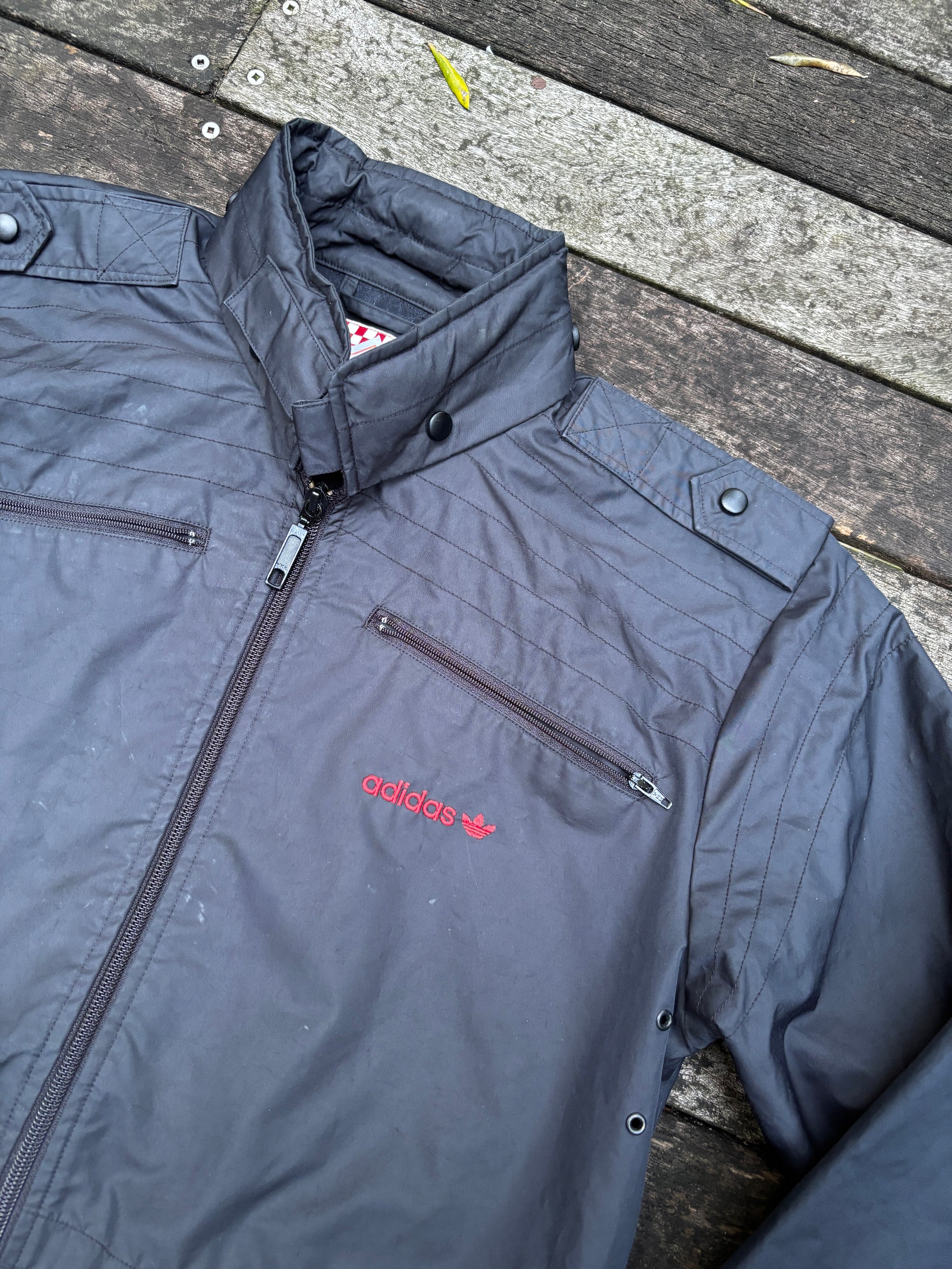 Y2K Adidas Racing Jacket Size S Black