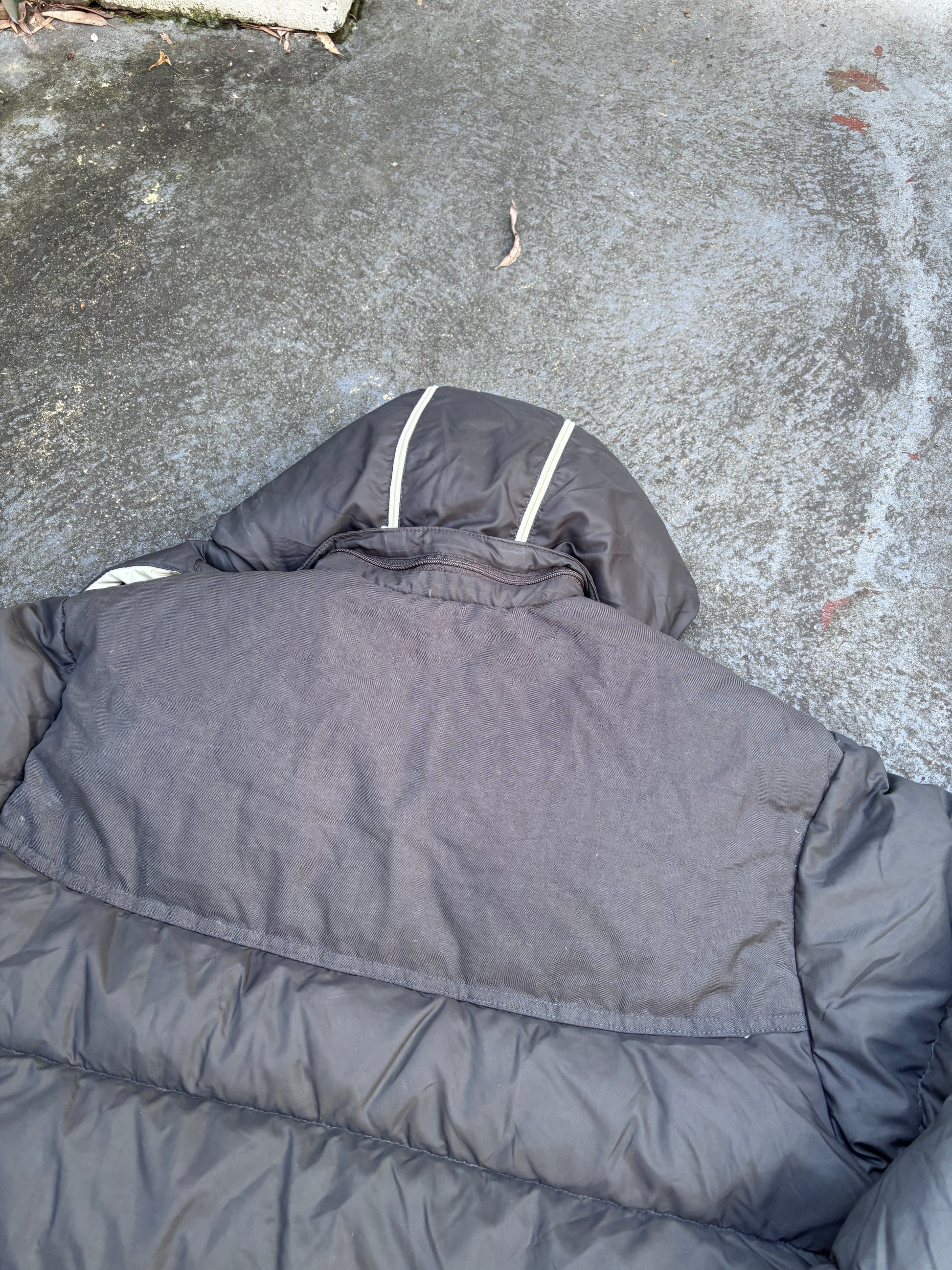 Vintage Y2K Nike Down Puffer Jacket Size XL Oversized Black Red Swoosh Full Zip