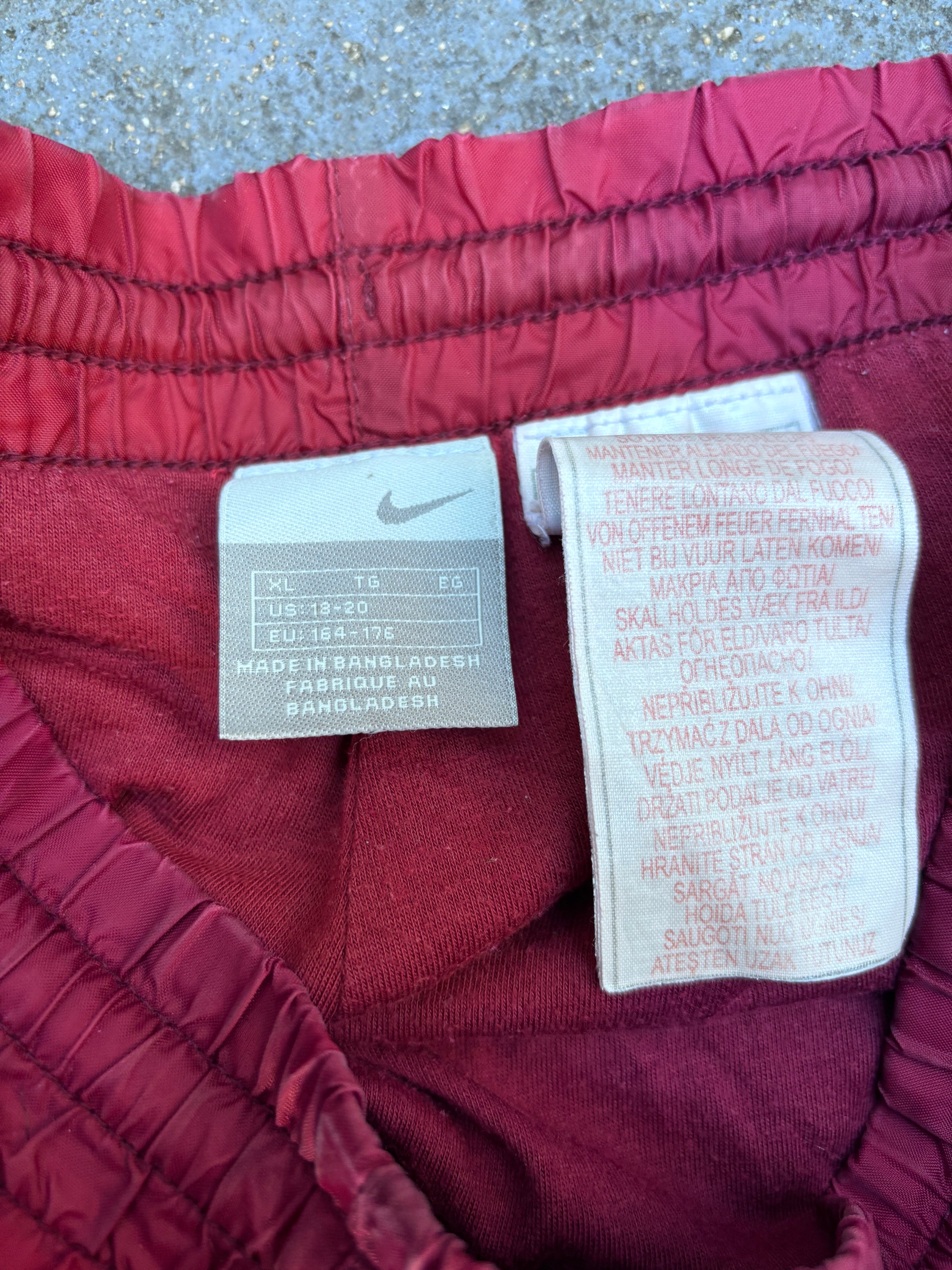 Vintage Y2K Nike Track Pants Size S Burgundy Navy Detail Classic Nylon Windbreaker