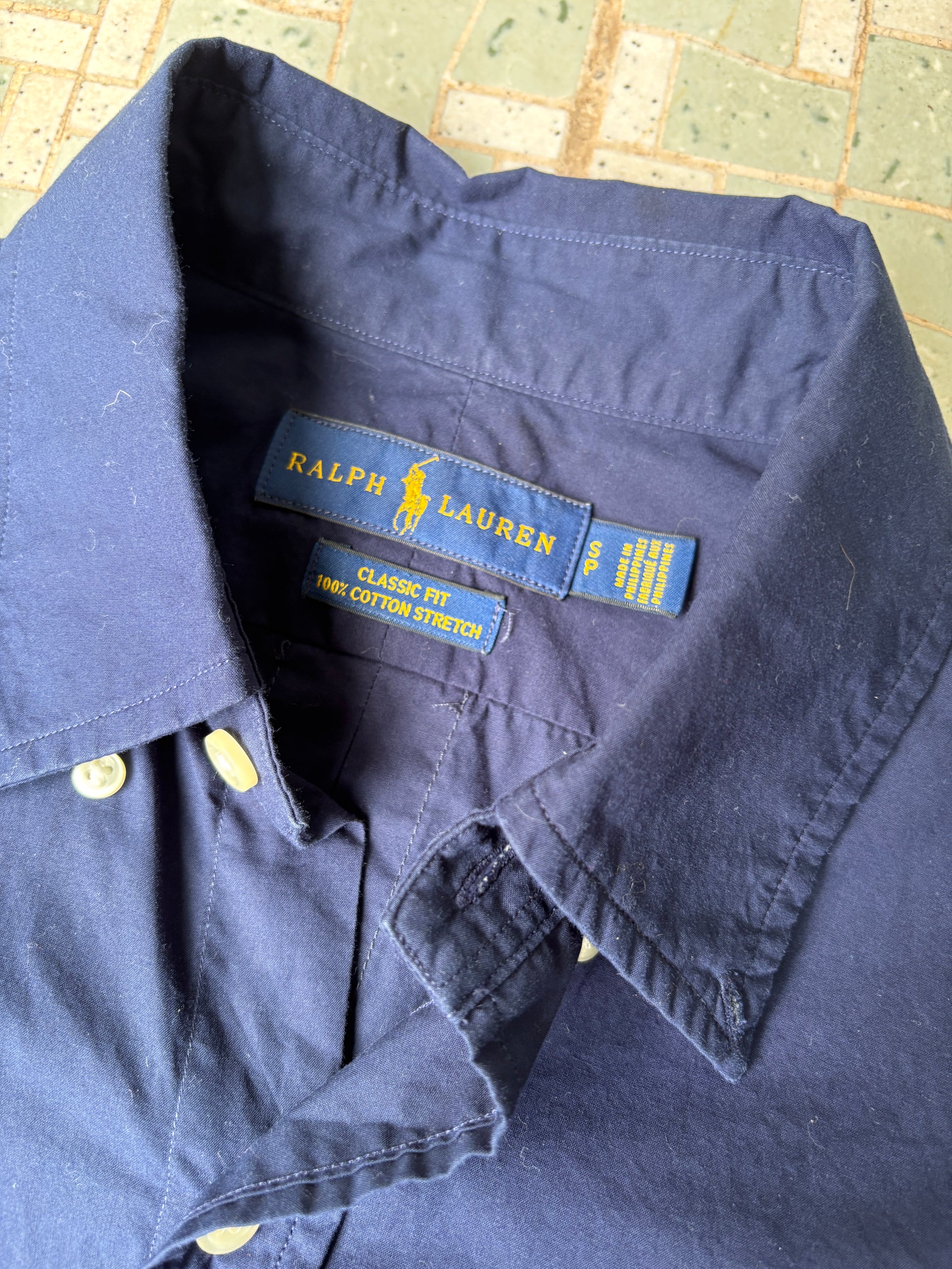 Vintage 90's Ralph Lauren Shirt Size S Navy Blue Pony Button Up