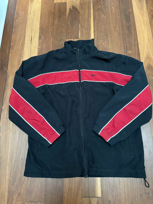 Vintage Y2K Nike Jacket Size M Black Red Detail Full Zip Classic Windbreaker