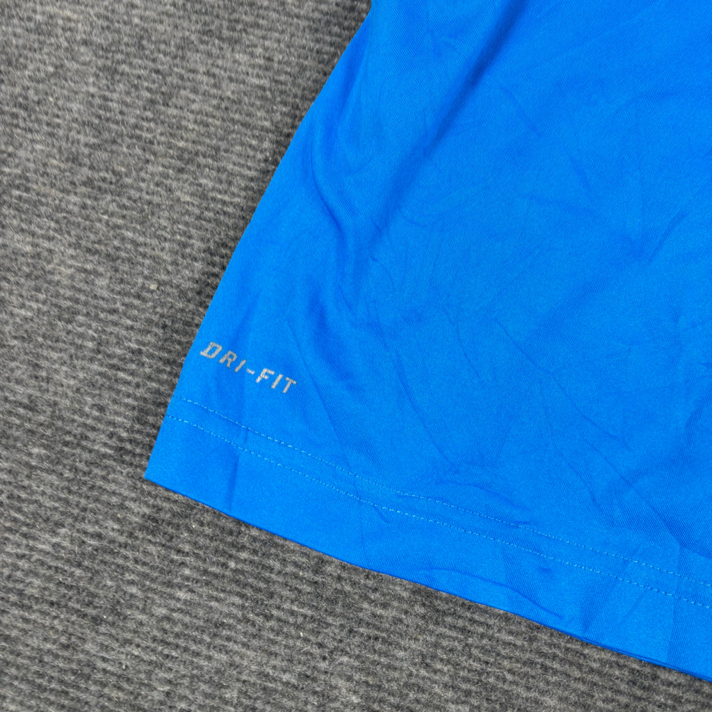 Nike Dri-Fit Running T-shirt Men's Small Blue Big Swoosh activewear