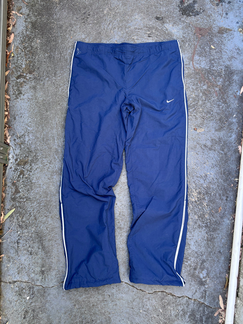 Vintage Y2K Nike Track Pants S Navy White Detail Wide Leg Windbreakers