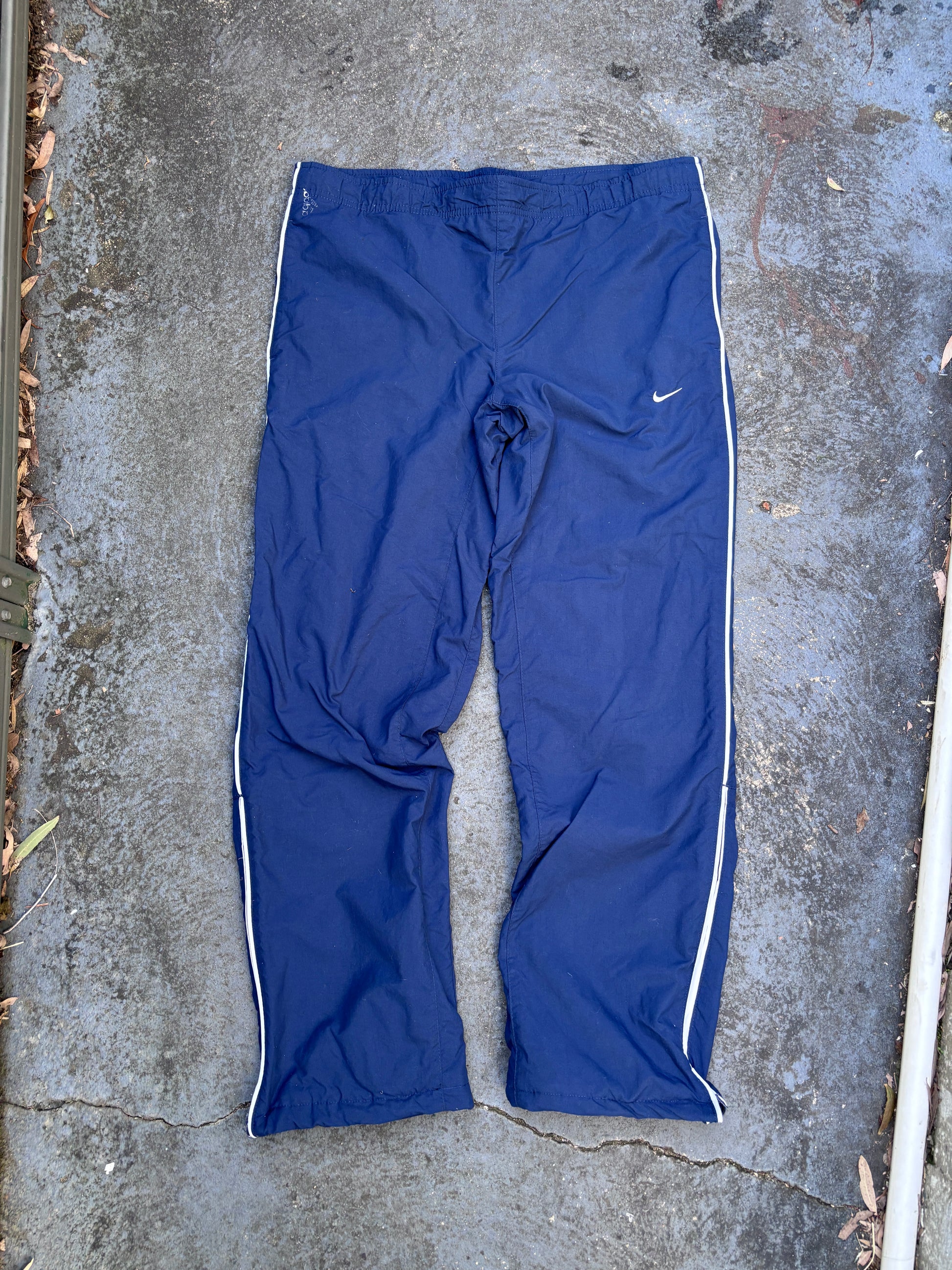 Vintage Y2K Nike Track Pants S Navy White Detail Wide Leg Windbreakers