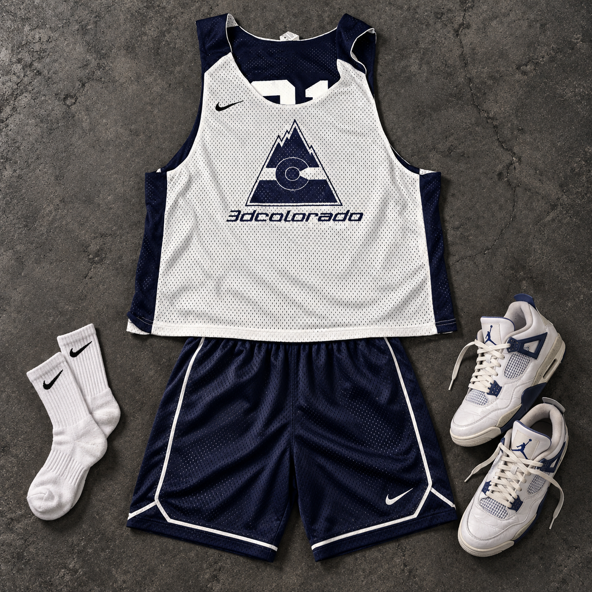 Nike Reversible Basketball Jersey Men's Large White Blue Mesh
