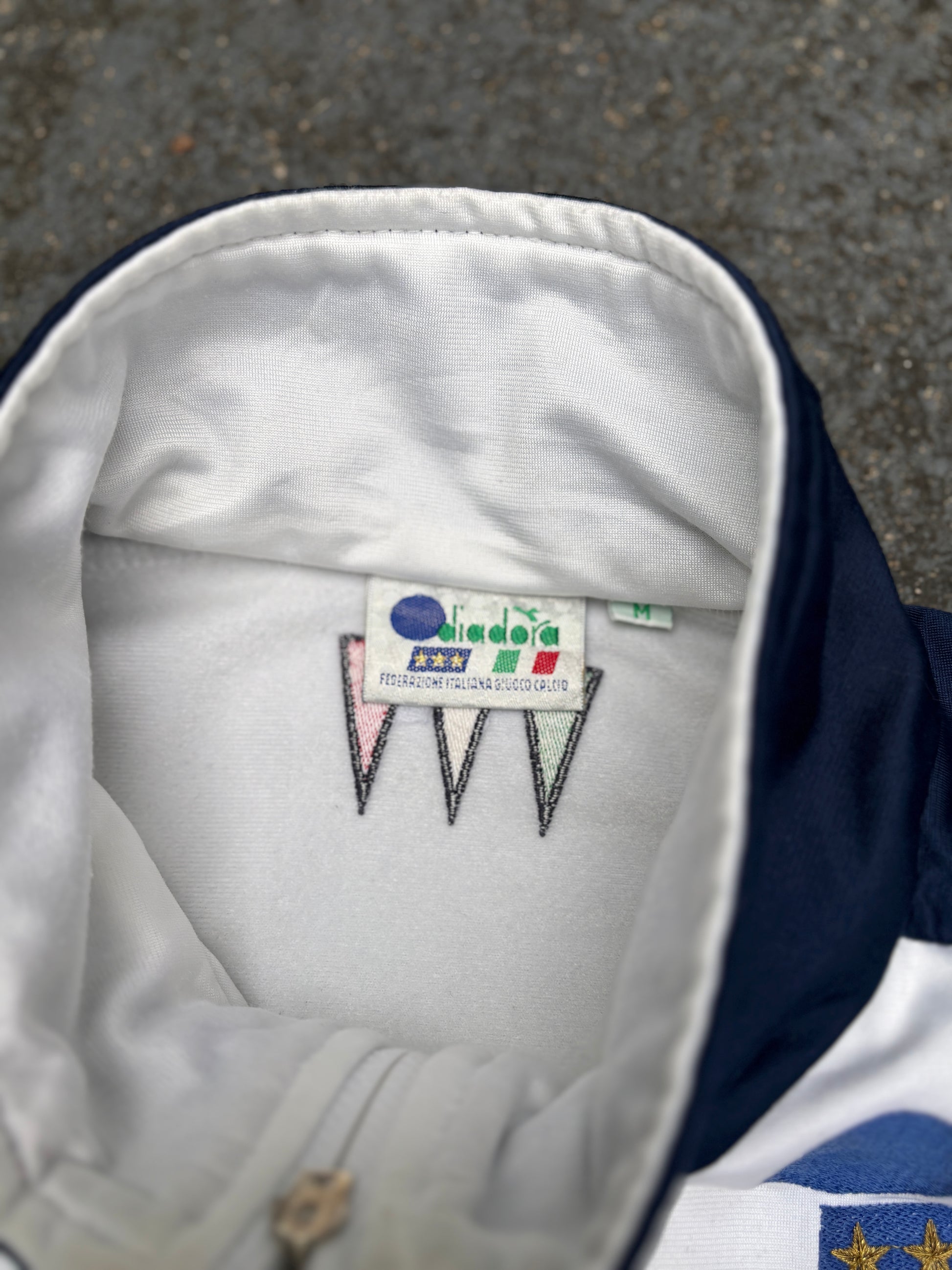 Vintage 1994 Diadora Italia Football Jacket Size M White Italy World Cup Zip Up