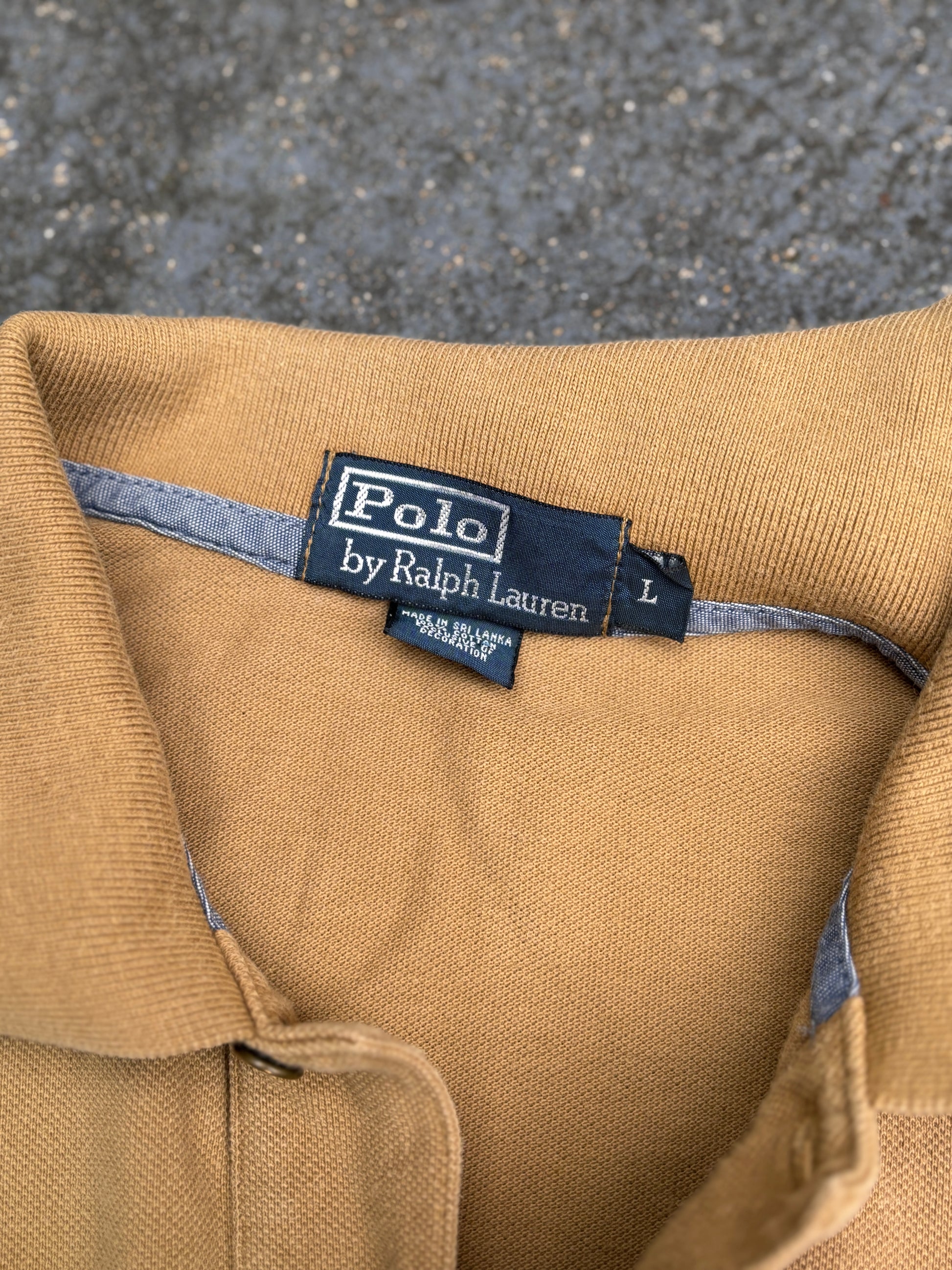 Vintage 90s Polo Ralph Lauren Size L Brown Large Pony Embroidered USA Logo