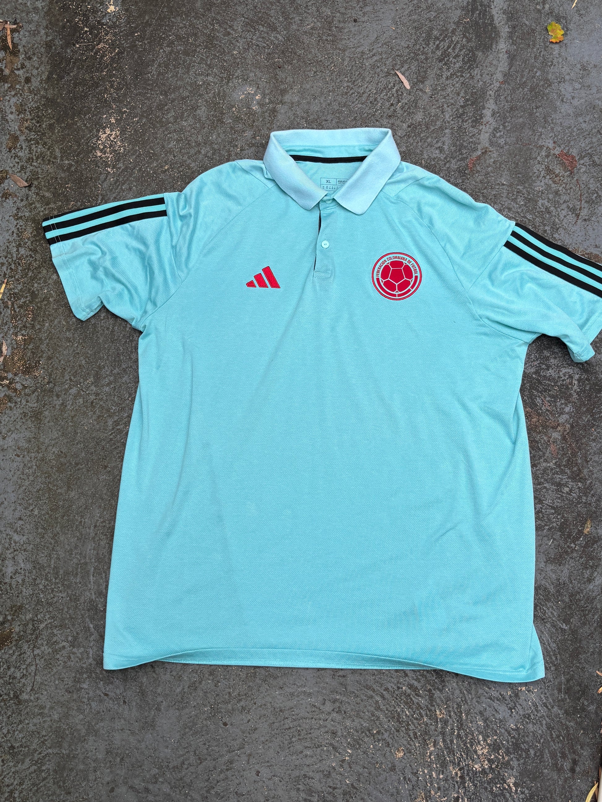 Adidas Columbia Football Polo Size XL Aqua National Soccer Team Logo Patch