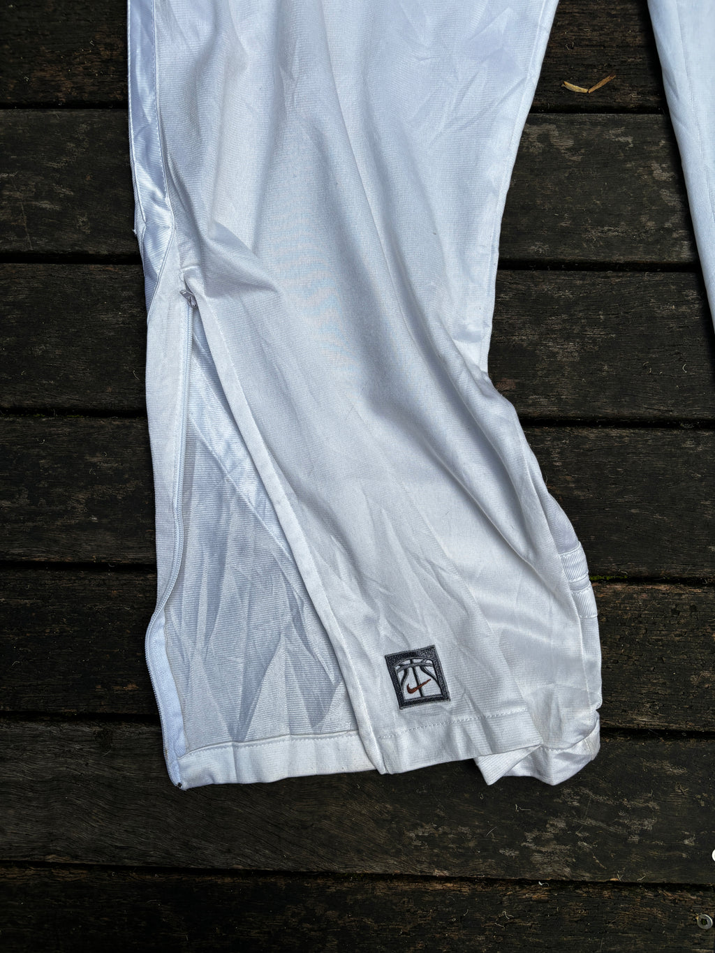 Classic Y2K Nike Track Pants Size L White Satin Style