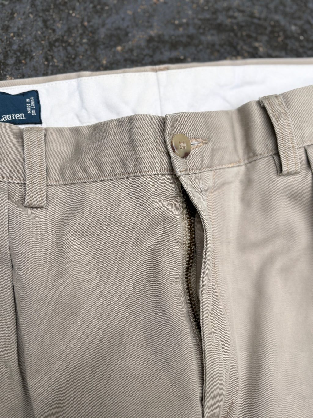 Vintage 90s Polo Ralph Lauren Chino Pants Size 32 Khaki Wide Leg Ethan Pant Navy Pony