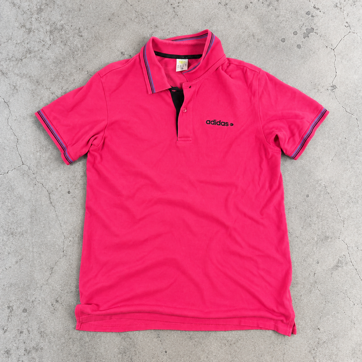 Vintage Adidas Neo Polo Shirt Men's Medium Fluro Pink y2k Tennis Core