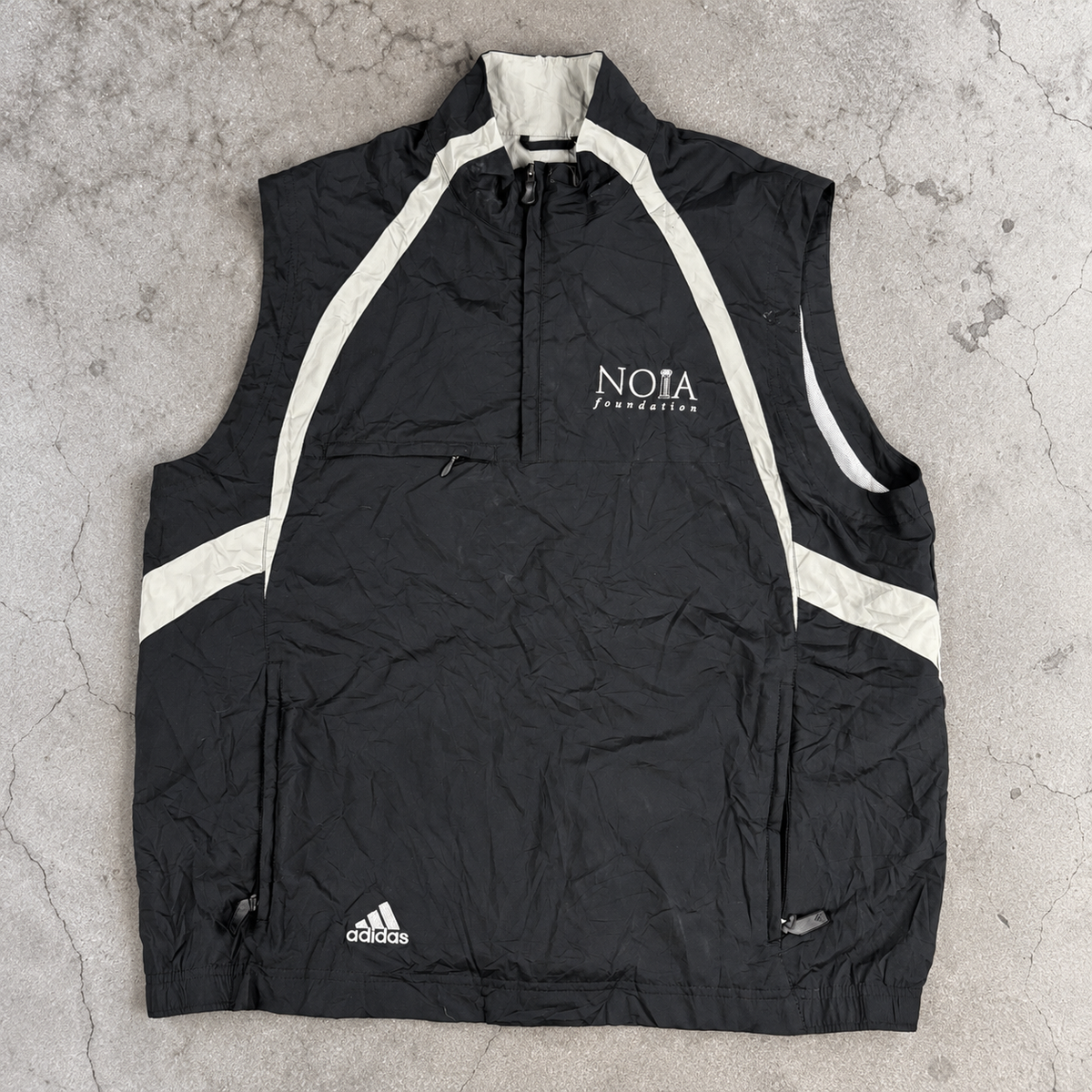 Vintage y2k Adidas Climacool Jacket Men's Large Black Grey 1/4 Zip Gilet Golf Core