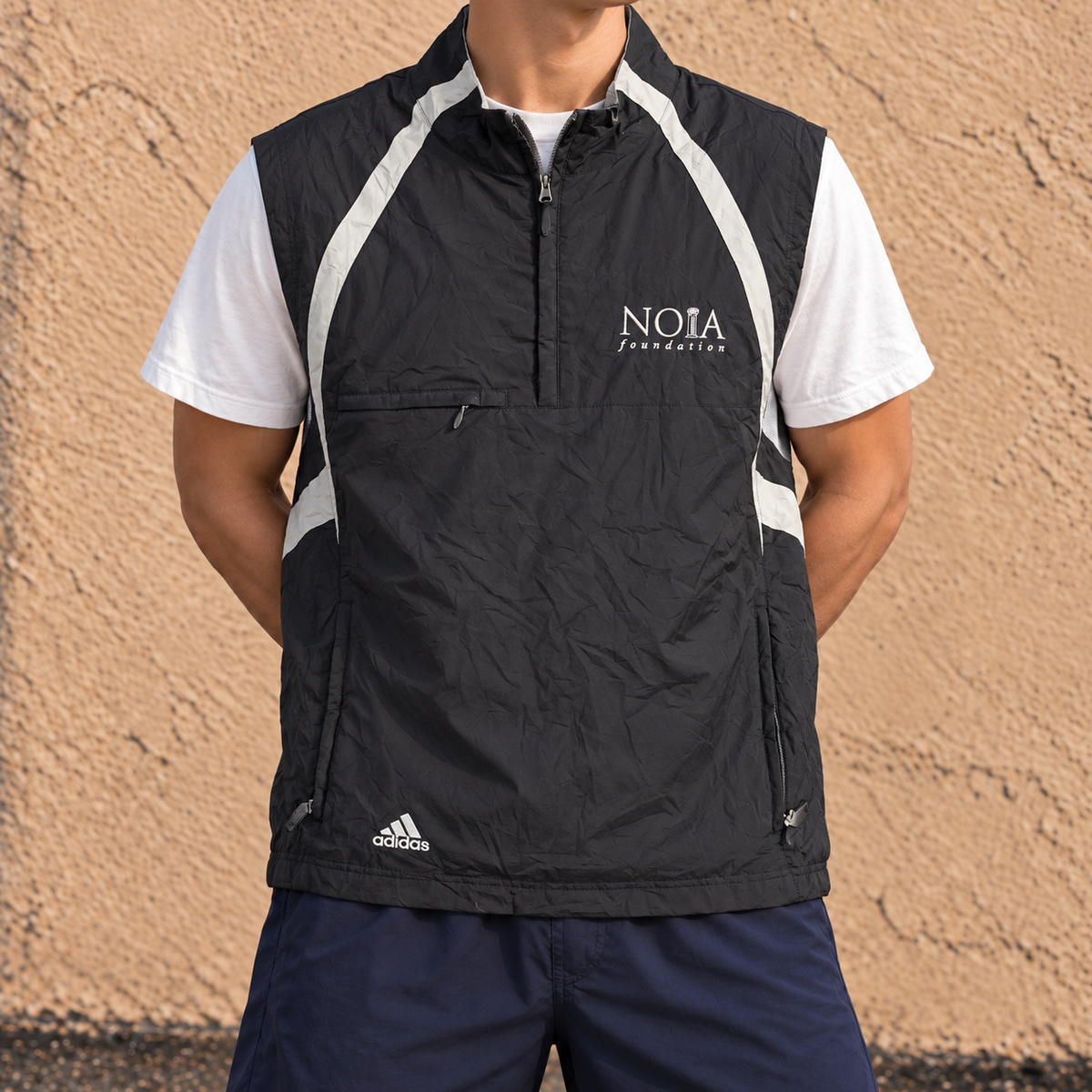 Vintage y2k Adidas Climacool Jacket Men's Large Black Grey 1/4 Zip Gilet Golf Core
