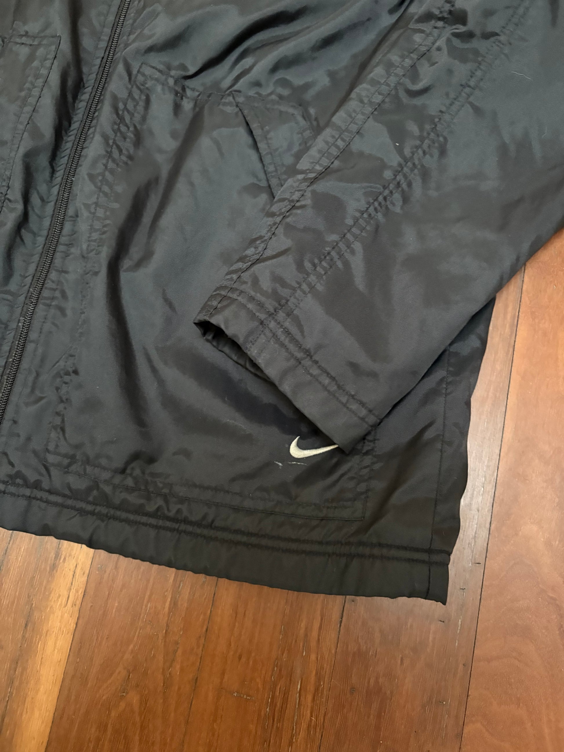 Vintage Y2K Nike Jacket Size S Black White Swoosh Classic Nylon Windbreaker