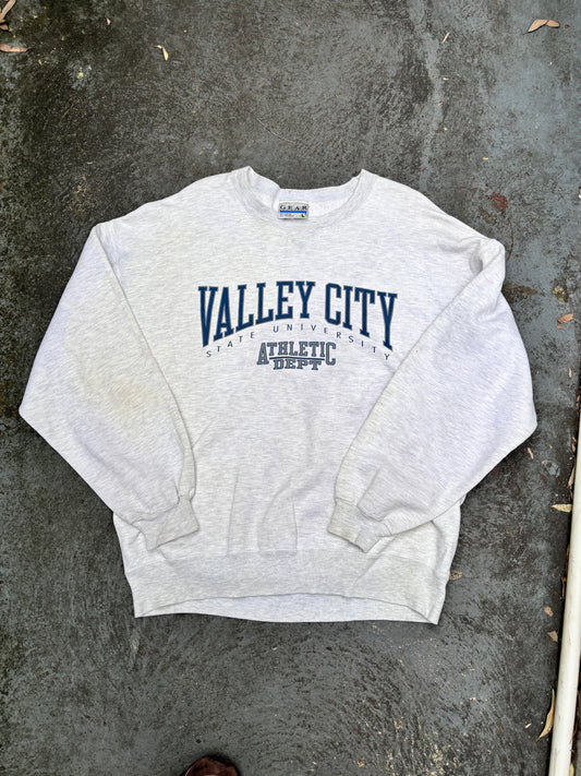 Vintage 90s Valley City Uni Jumper Sz L Oversize Gear Tag Fleece Boxy Crew Neck