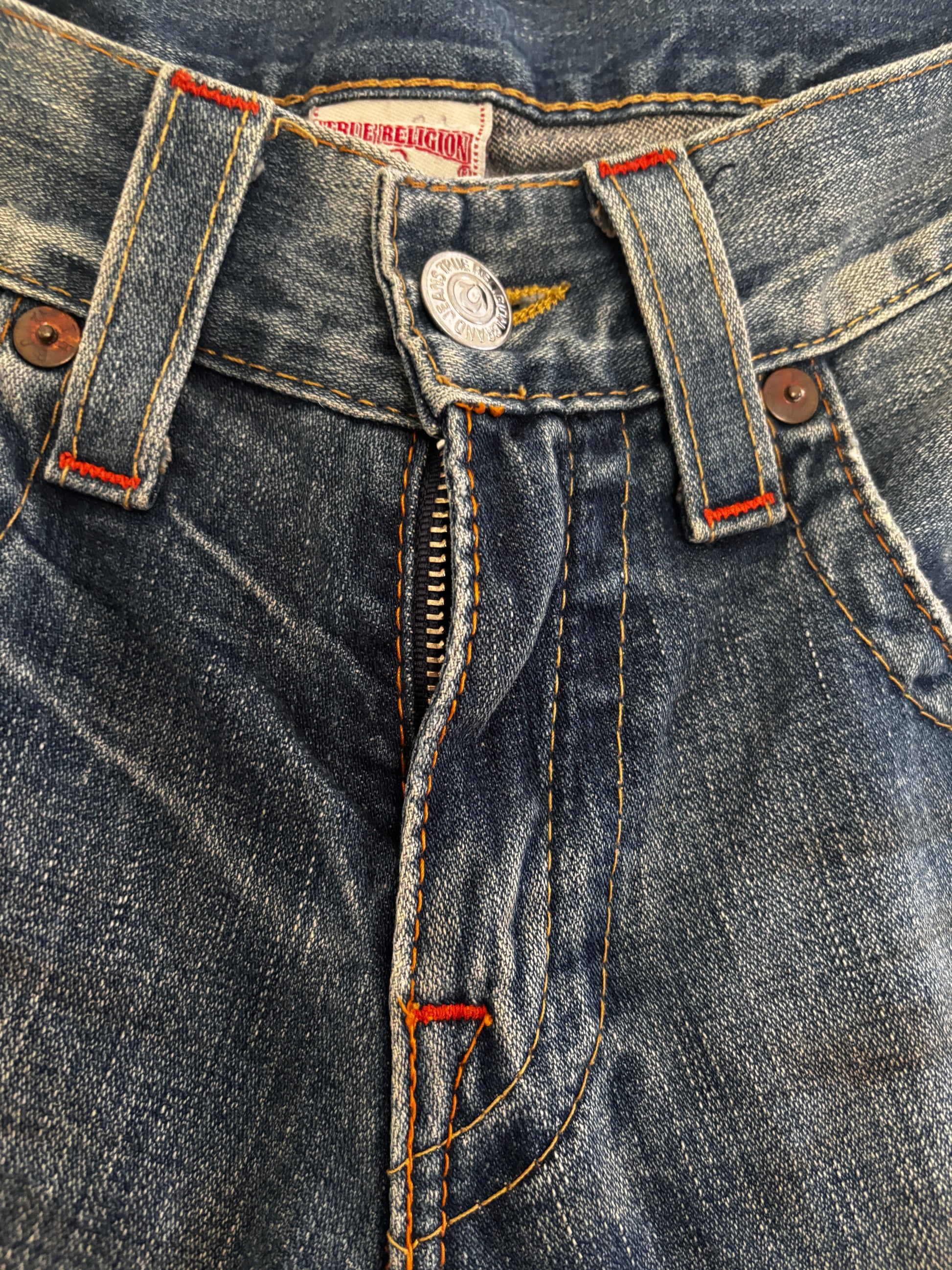 Y2K True Religion Billy Denim Shorts Jorts Size 36