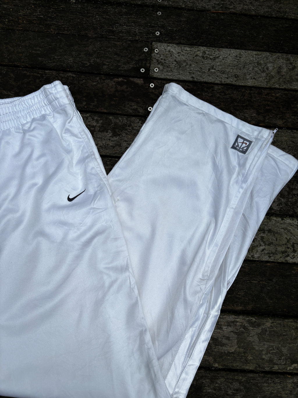 Classic Y2K Nike Track Pants Size L White Satin Style