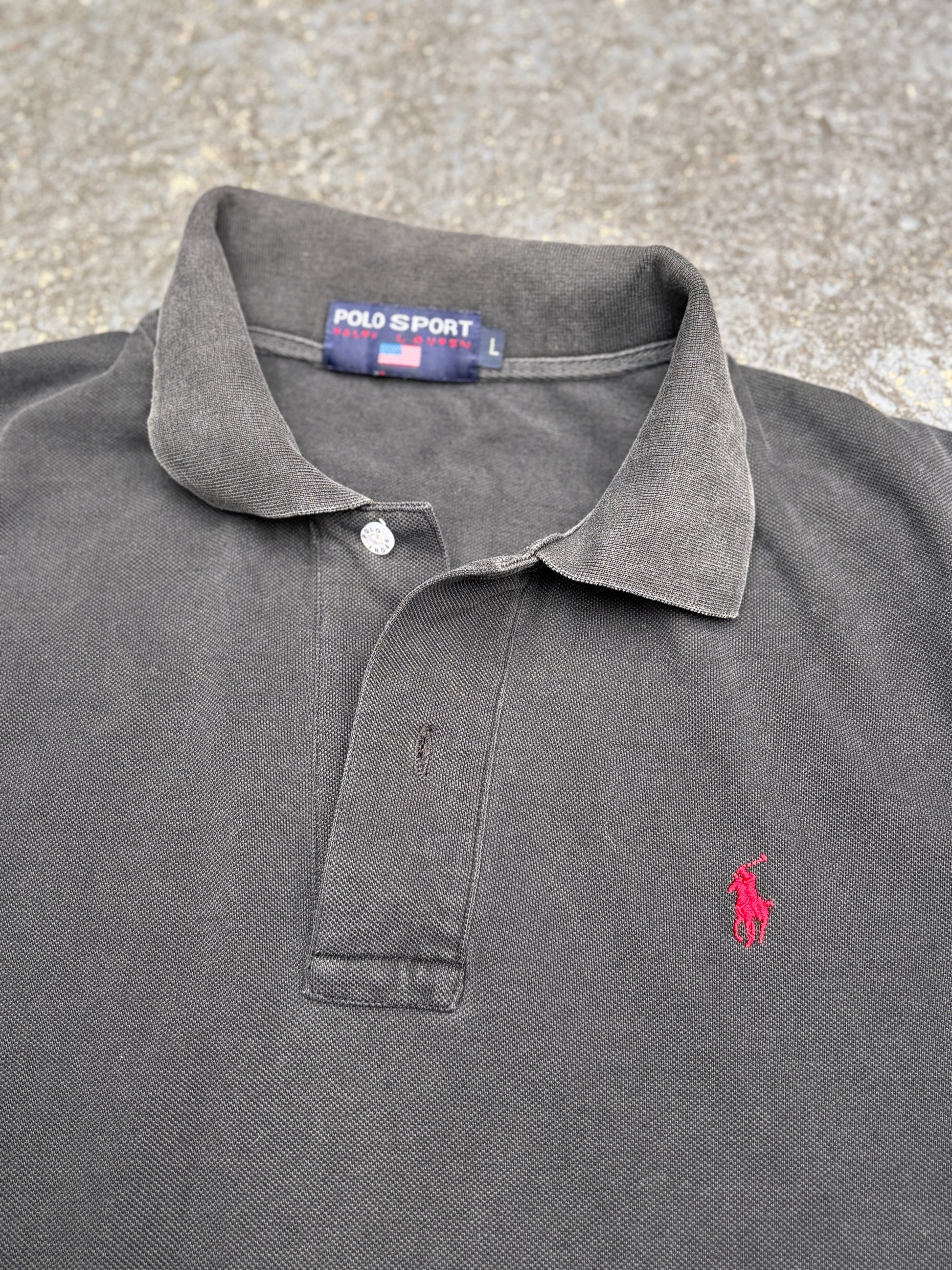 Vintage 90s Polo Sport Ralph Lauren Polo Size L Black Long Sleeve Red Pony