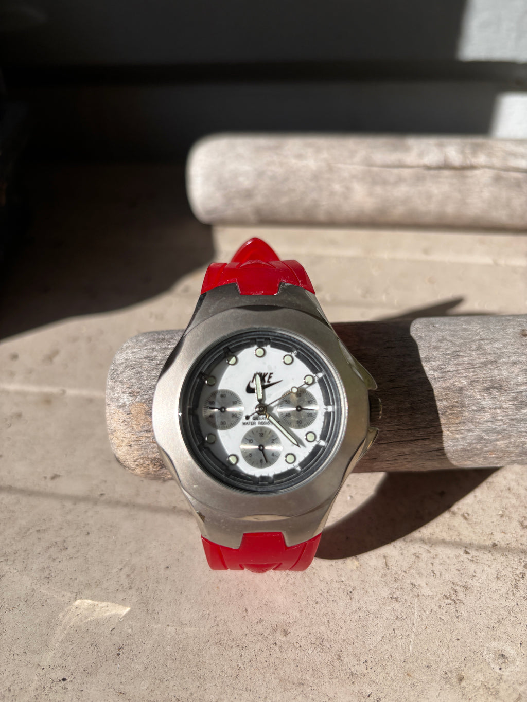 Vintage 90s Nike Chronograph Swiss Time Analogue Watch Red Band OSFM Made in USA