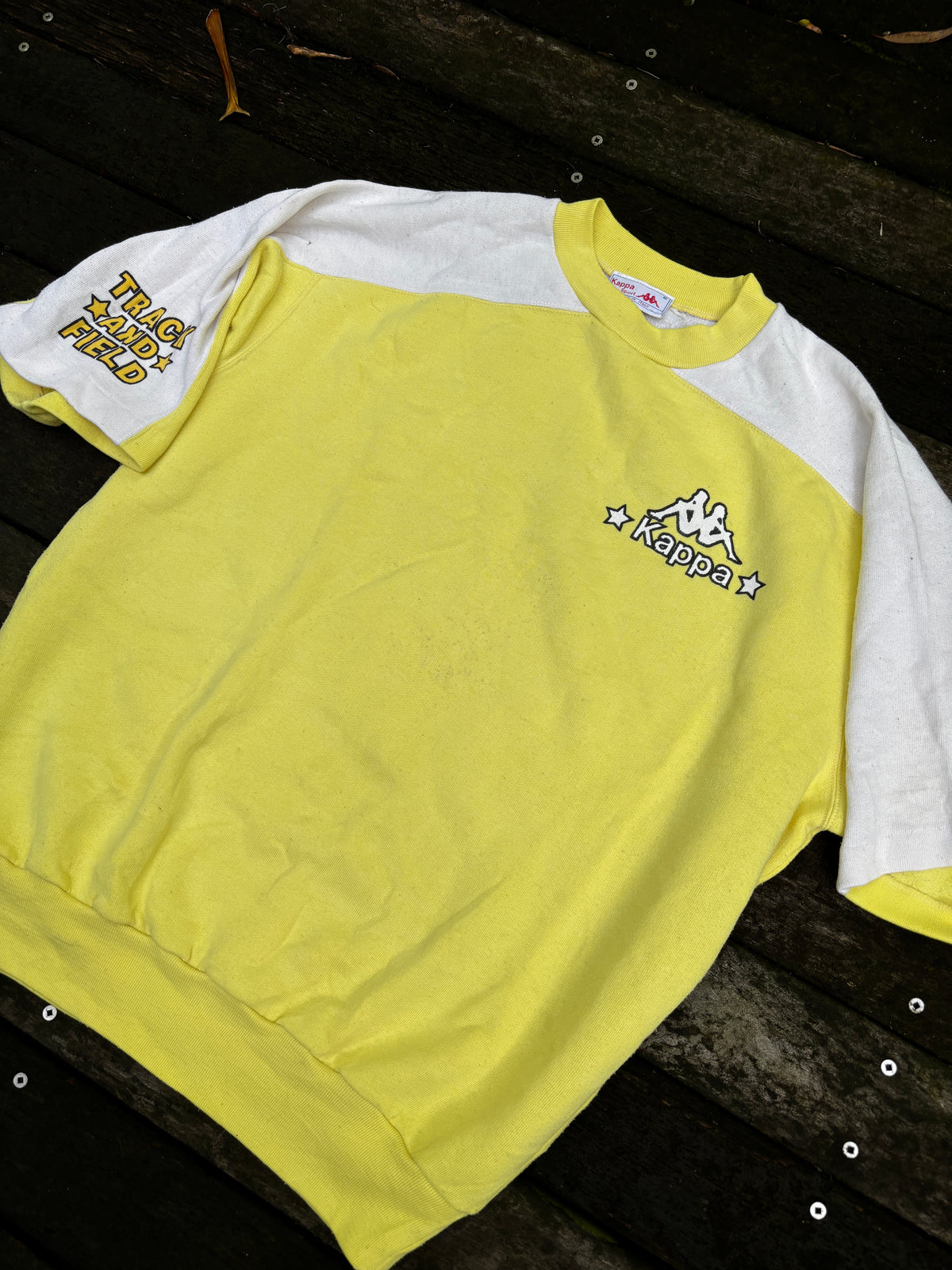 Vintage 80’s Kappa Jumper Size M Yellow Chest Logo Made in Italy