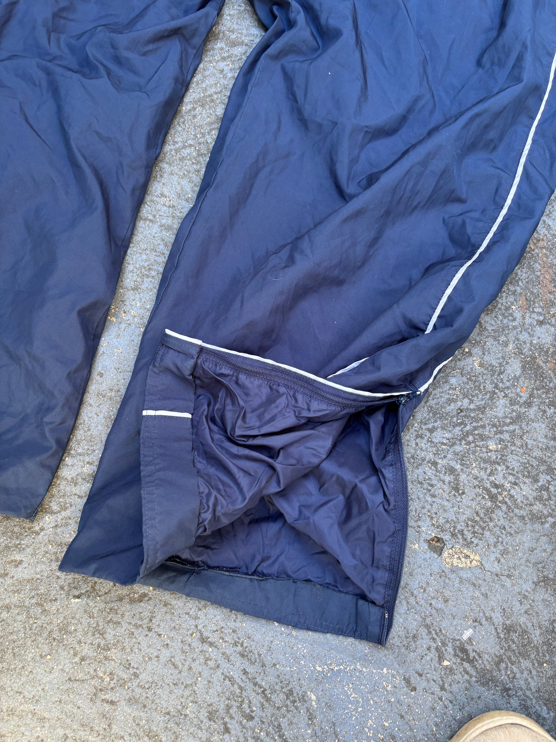 Vintage Y2K Nike Track Pants Size XL Navy White Detail Swoosh Classic Nylon Style
