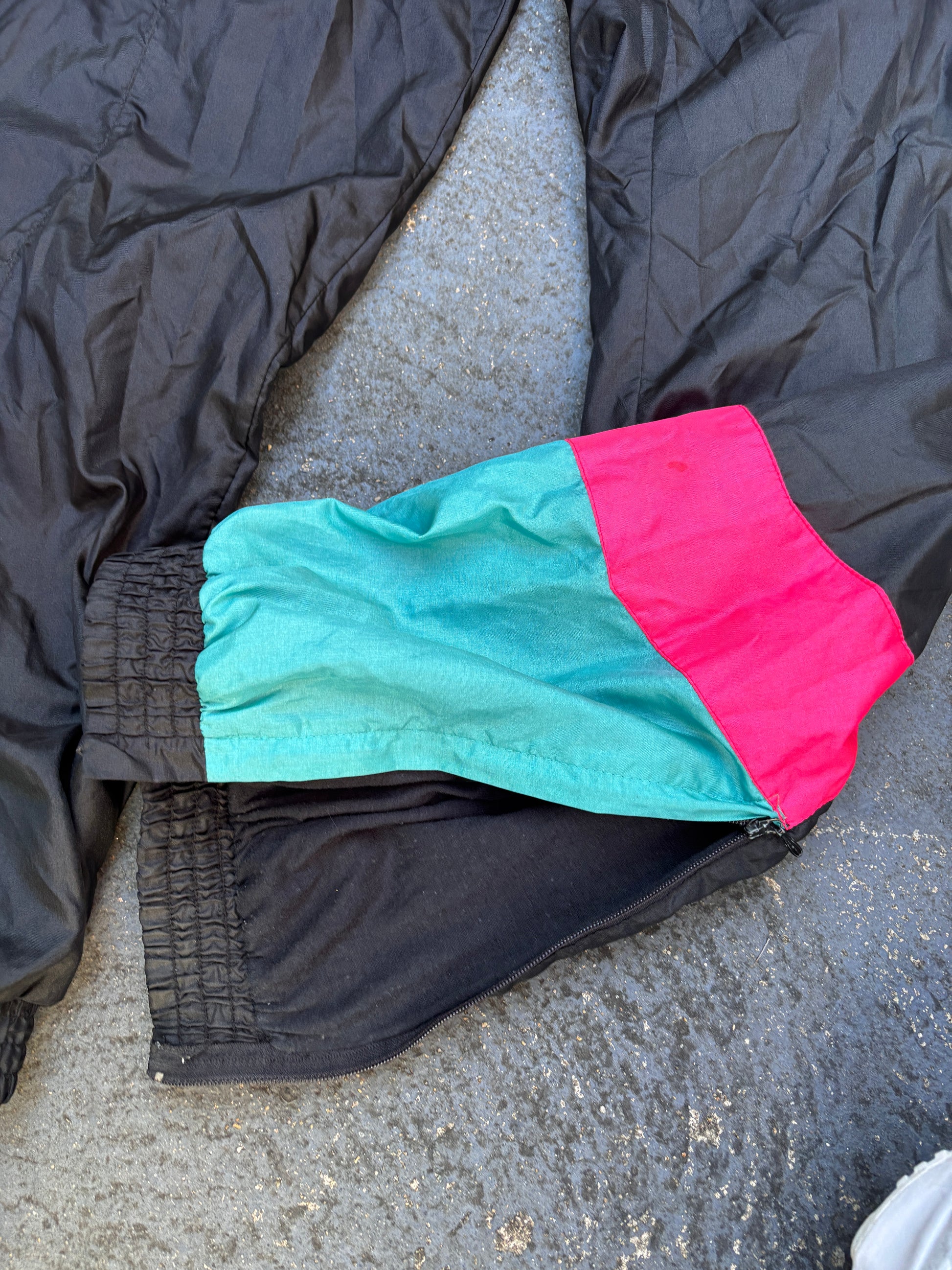 Vintage 80s Nike Track Pants XXL Black Fluro Ski Style Retro Nylon Windbreakers