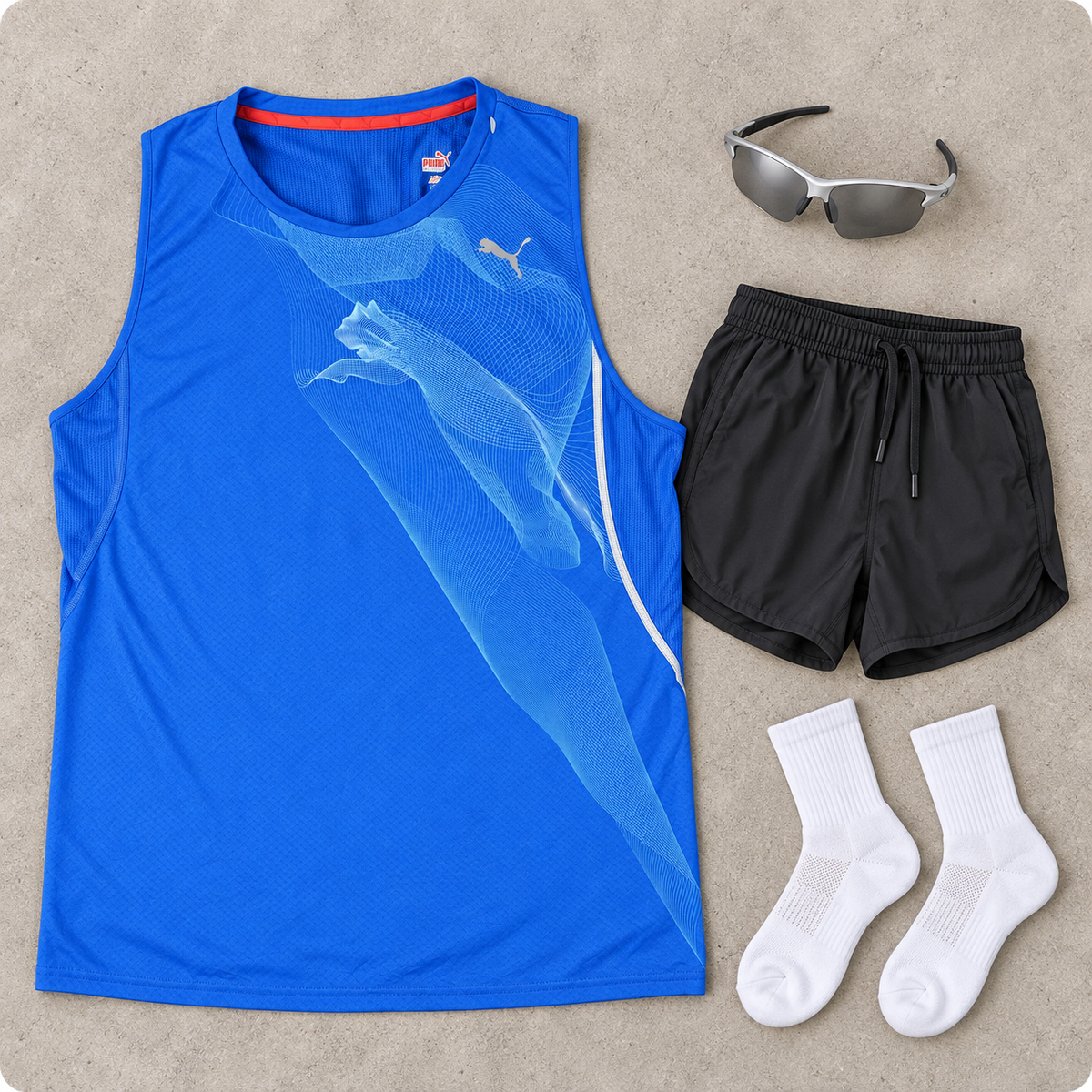 Puma running tank top men's medium blue activewear t-shirt