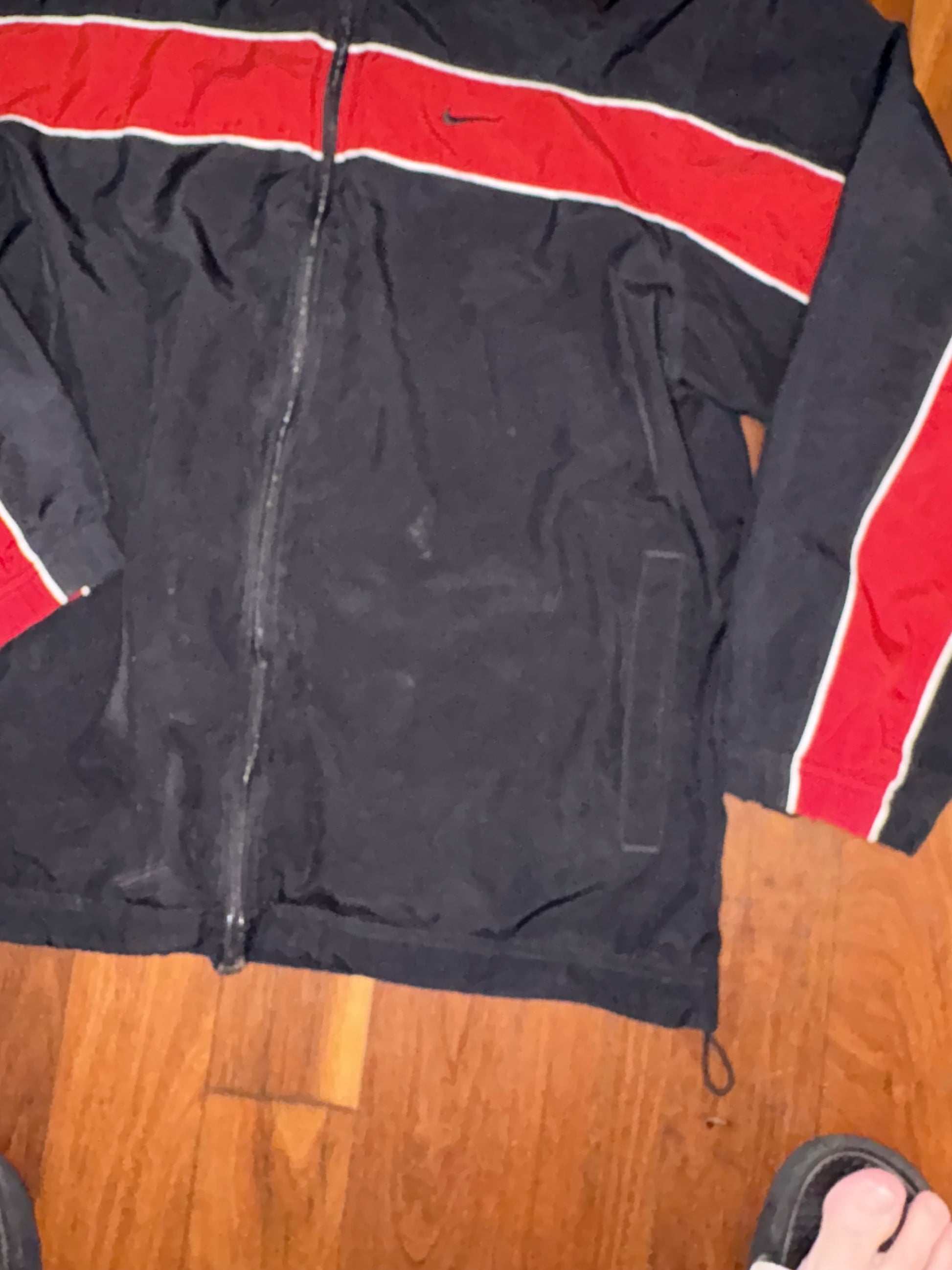 Vintage Y2K Nike Jacket Size M Black Red Detail Full Zip Classic Windbreaker