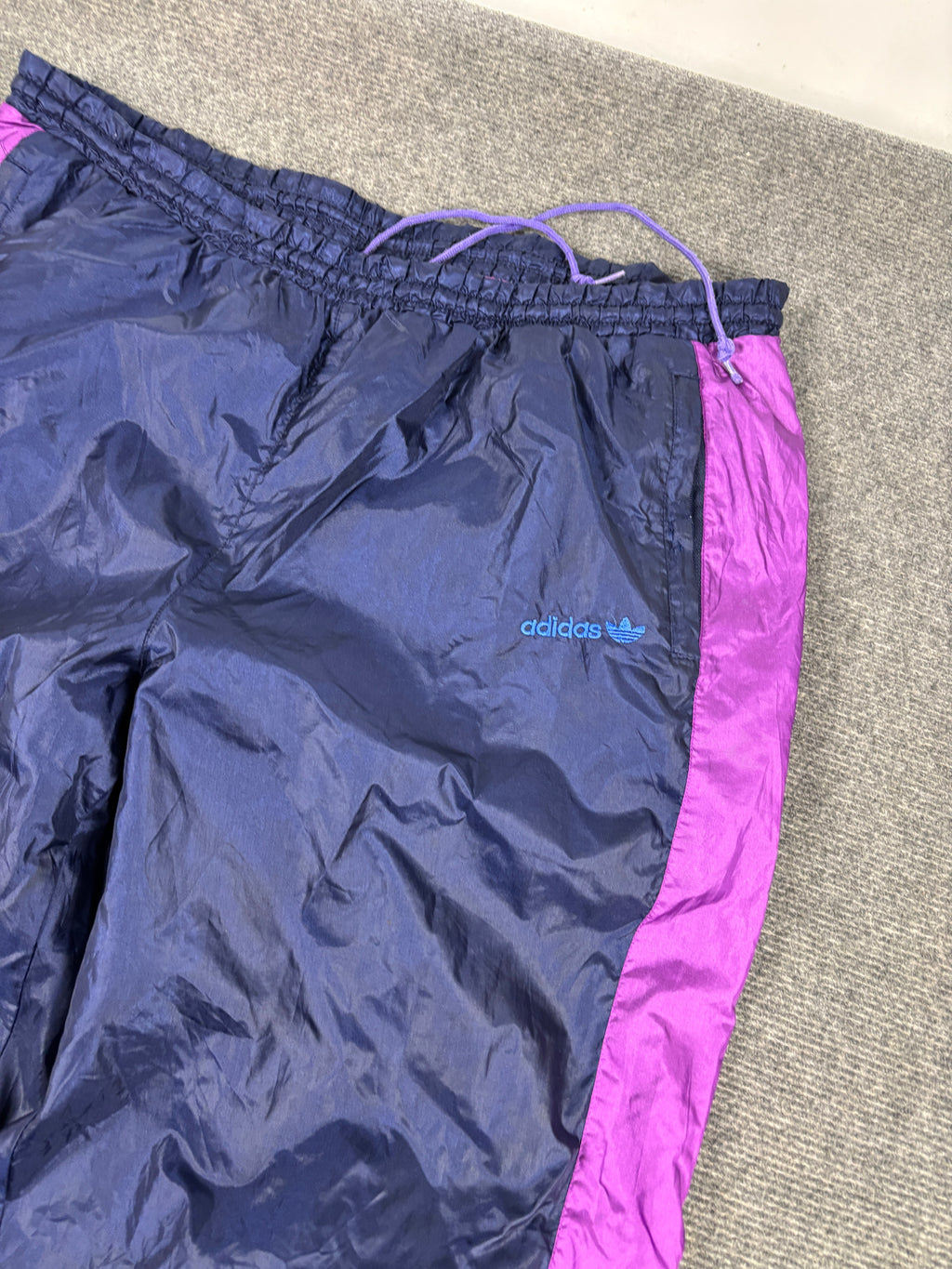 Vintage 90s Adidas Track Pants Size Large / XL Purple Pink Retro Cuffed Joggers