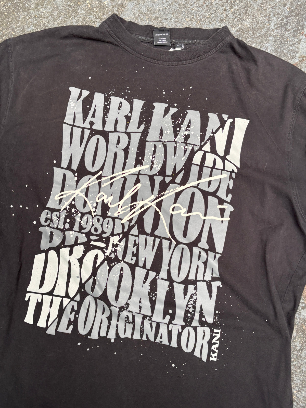 Vintage Y2K Karl Kani T-shirt Size XL Black Large Front Graphic Baggy Hip Hop