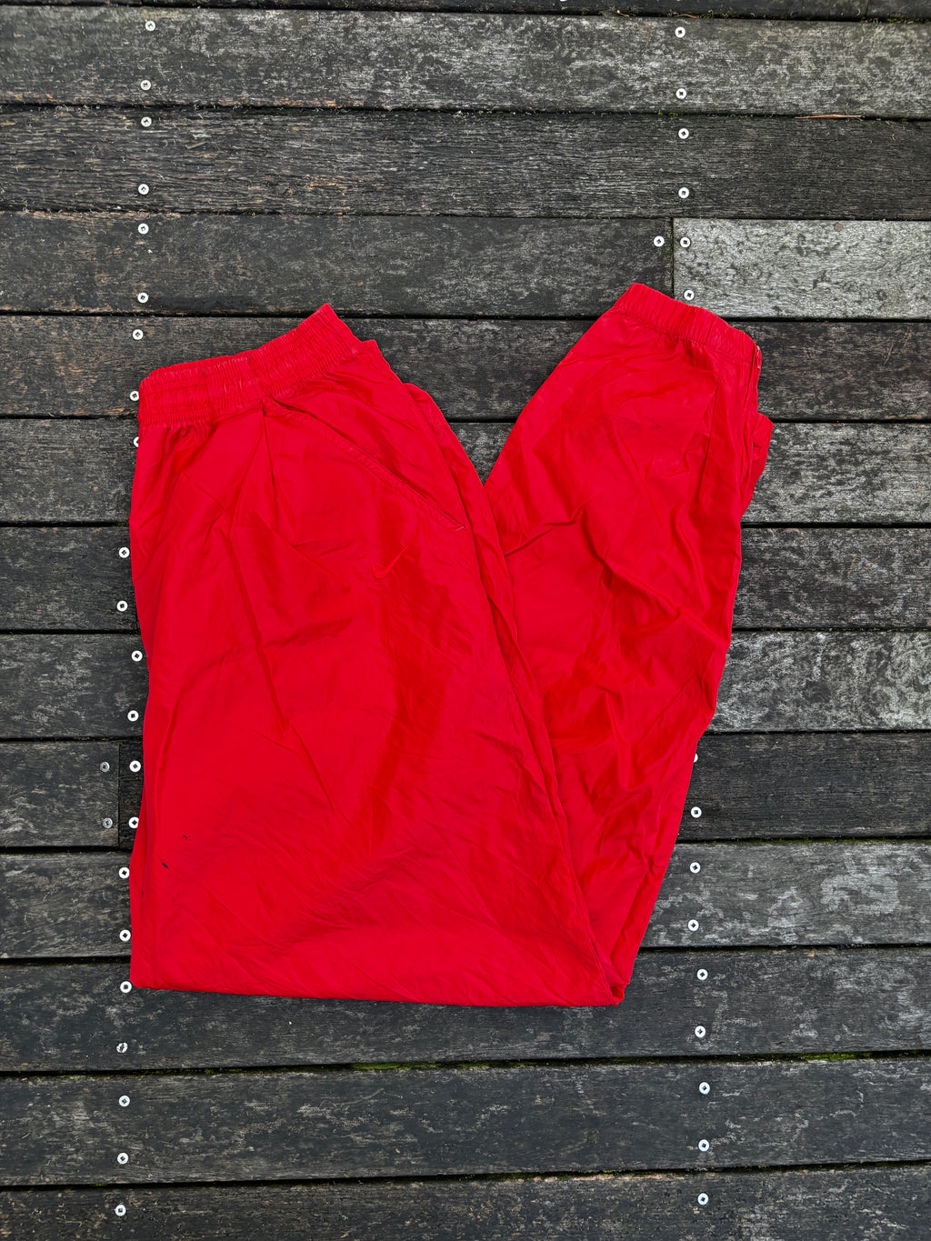 90's Nike Red on Red Nylon Lightweight Winderbreaker Track Pants