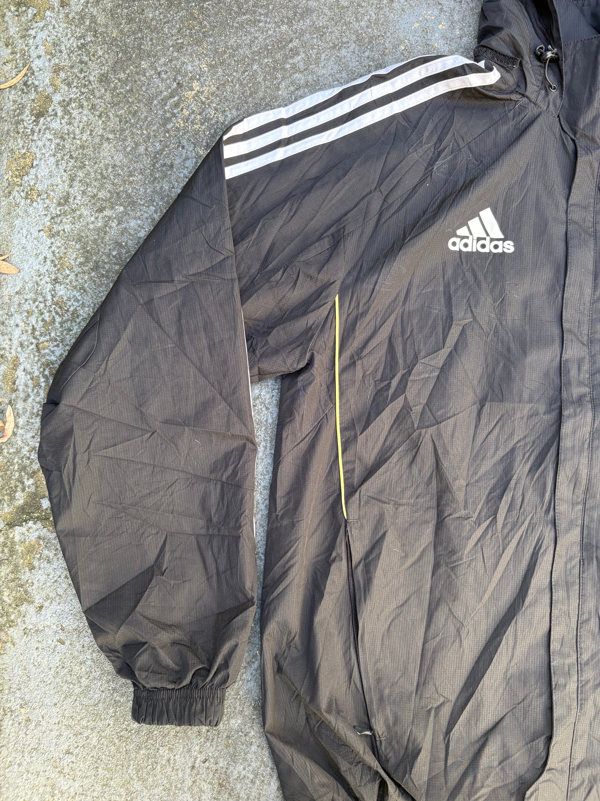 Adidas Chelsea Football Club Jacket Size S Black 2010 Windbreaker Hood Full Zip