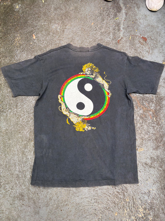 Vintage 90s Jamaica Style Single Stitch T-shirt Size L Black Rasta Logo USA Made