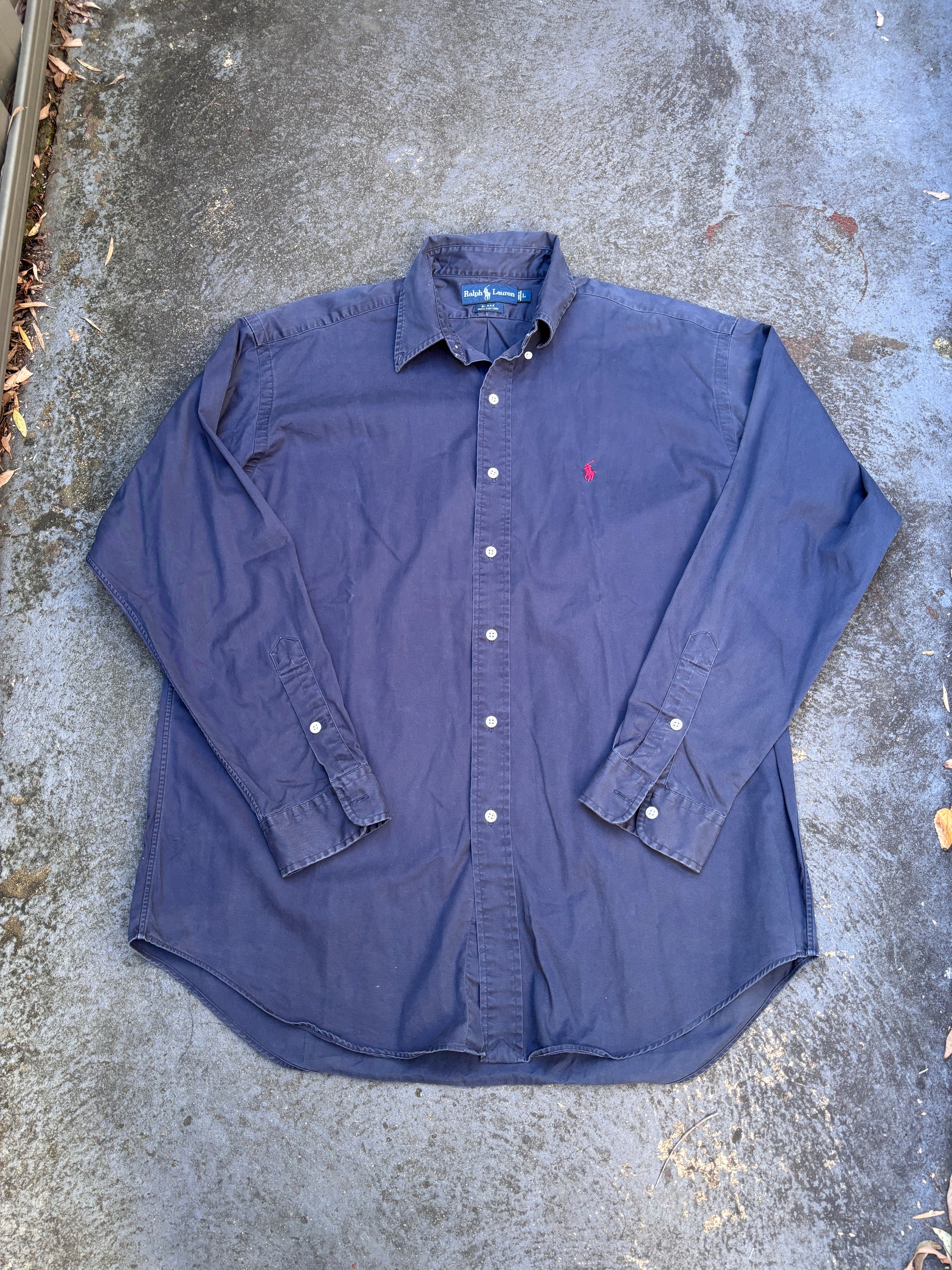 Vintage 90s Ralph Lauren Blake Shirt Men’s L Navy Red Pony Cotton Button Up