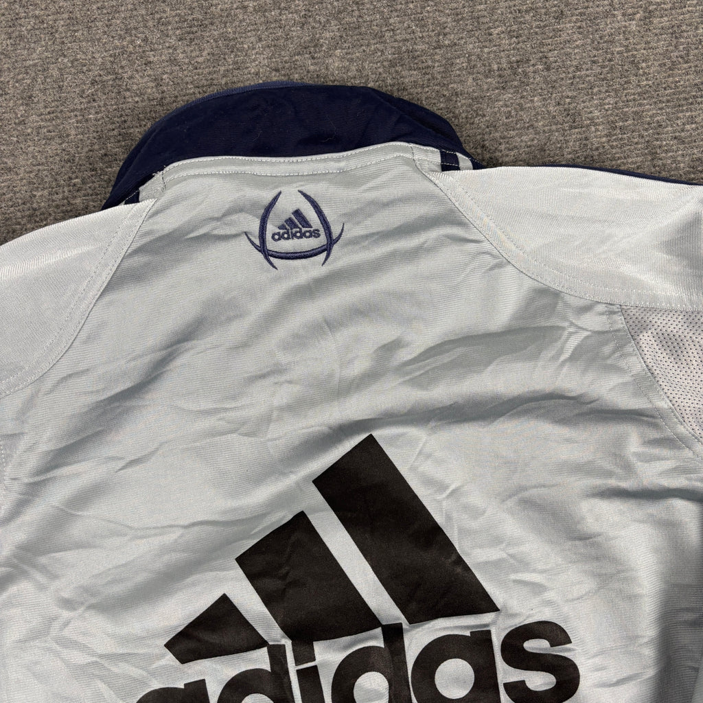 Vintage Adidas Football Jacket Men's Large Blue Grey Gradient