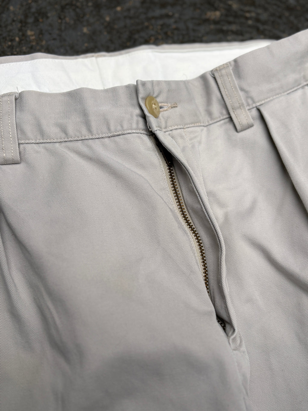 Vintage 90s Polo Ralph Lauren Chino Pants Size 32 Grey Wide Leg Ethan Pant Navy Pony