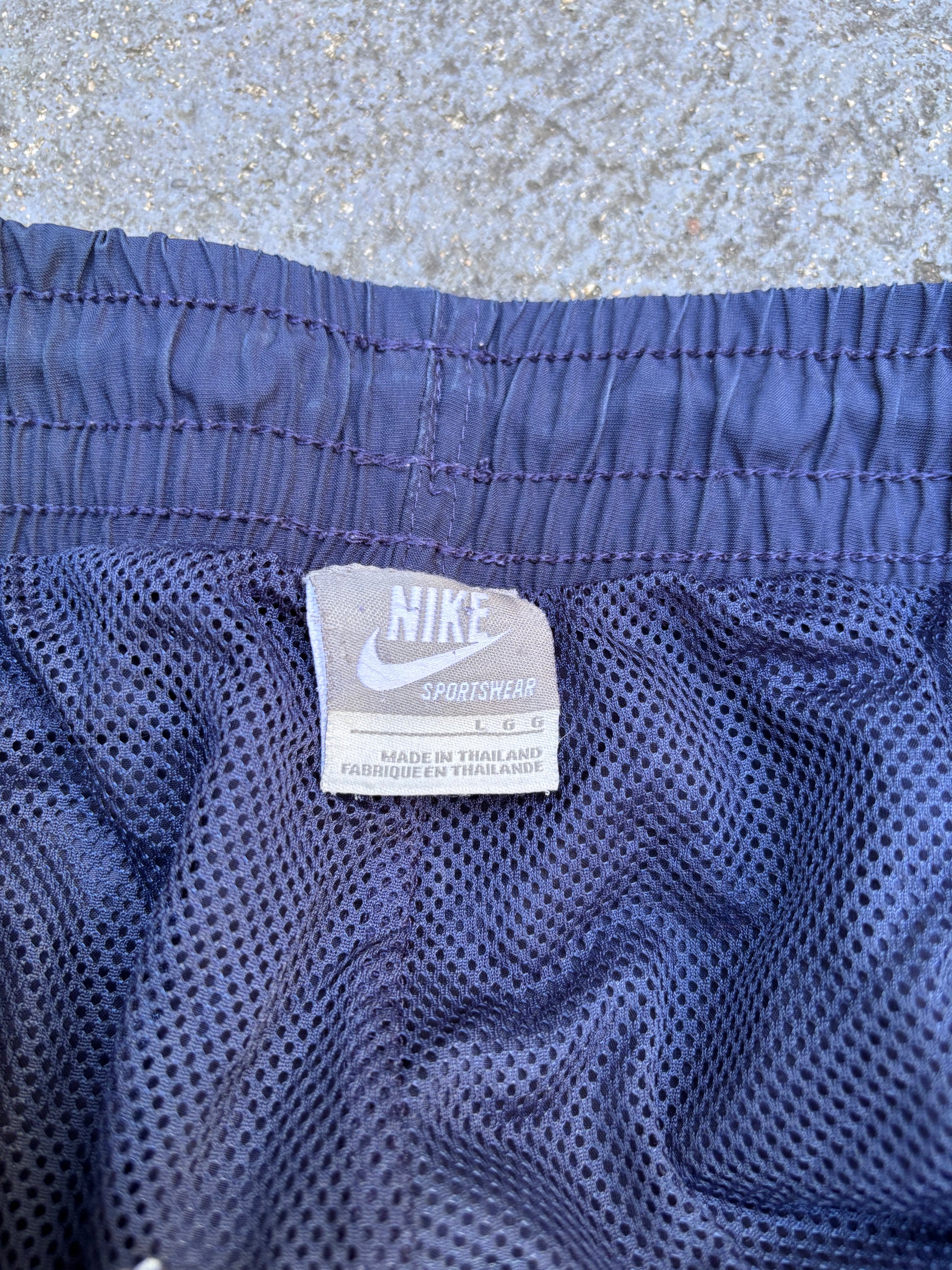 Vintage Y2K Nike Track Pants Size L Double Navy Wide Leg Nylon Windbreakers