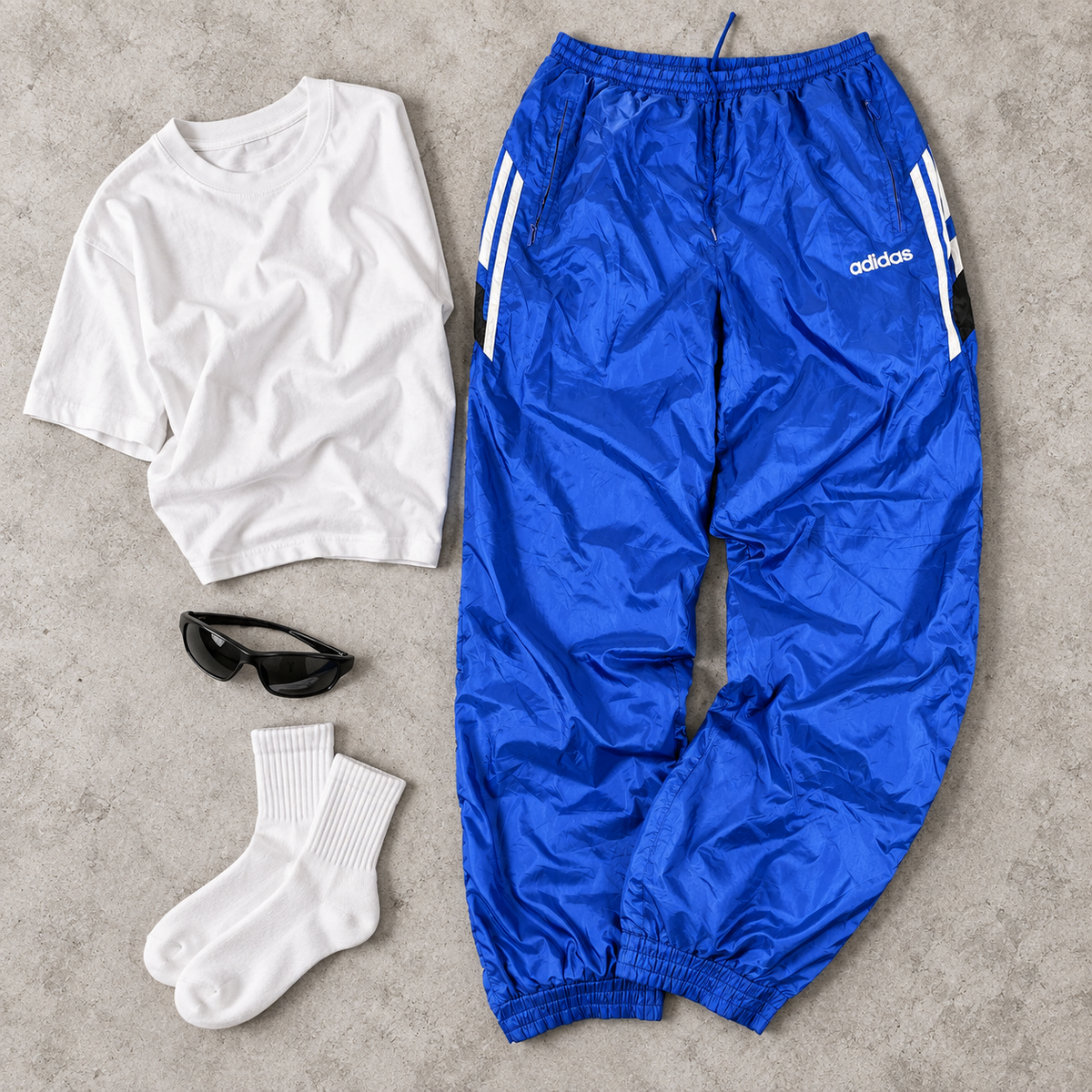 Vintage 90s Adidas track pants men’s large blue retro cuffed