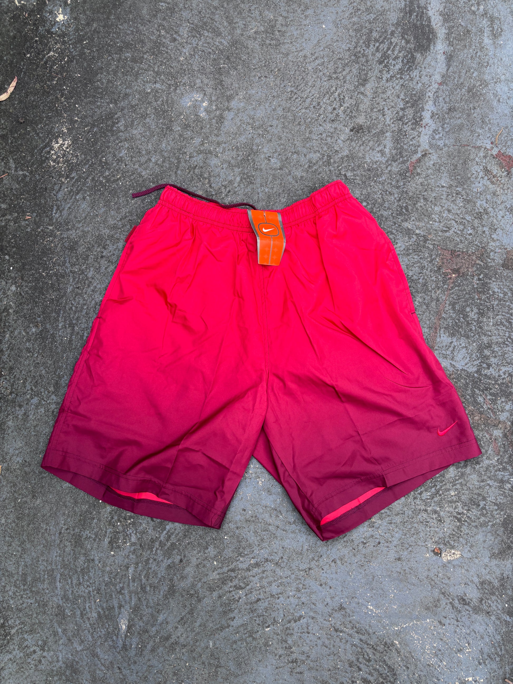 Vintage Y2K Nike Shorts Size M Red Ombré Gradient Swoosh NWT Nylon Windbreakers