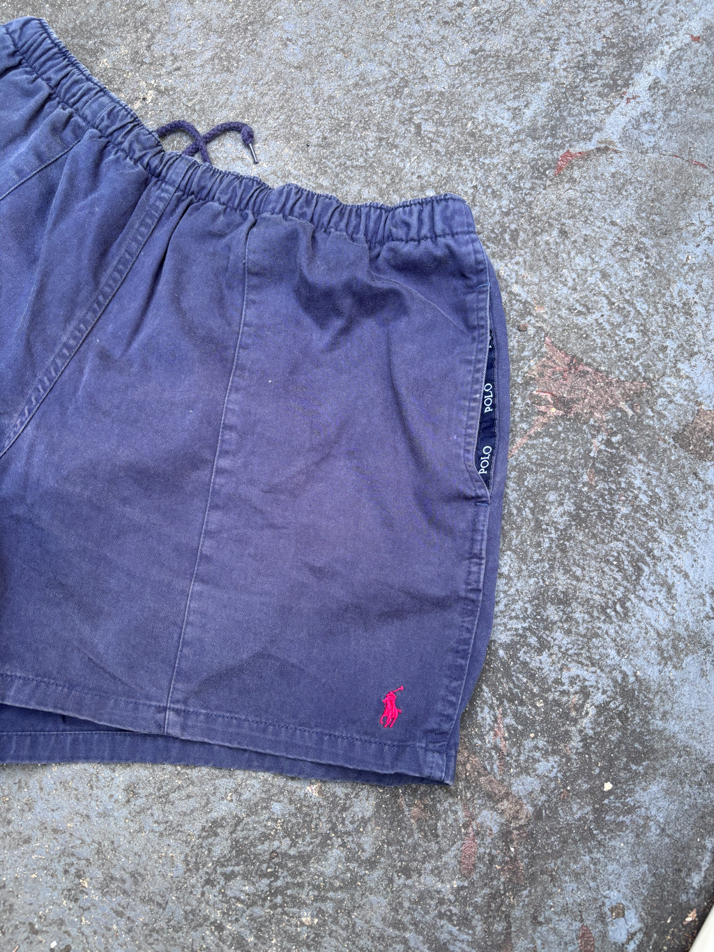Vintage 90s Polo Ralph Lauren Rugby Shorts Men’s XL Navy Red Pony Stubbies