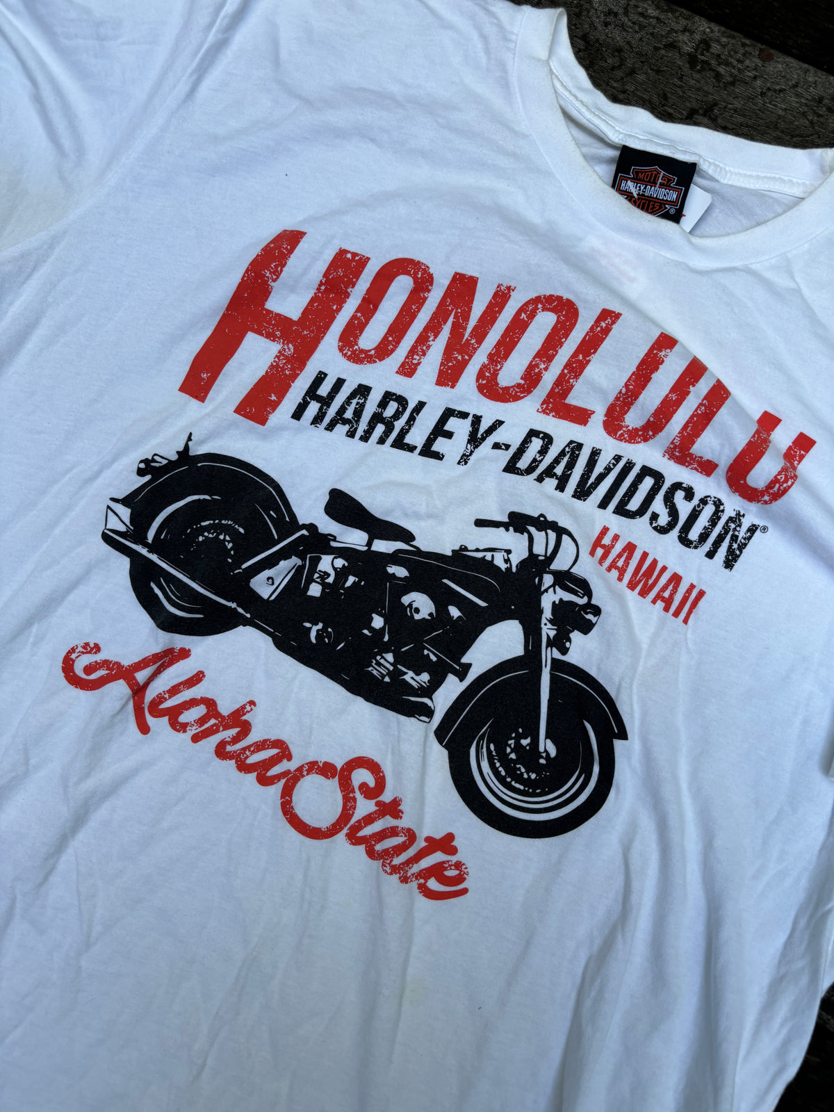 Vintage Harley Davidson T-shirt Size L White Y2K Hawaii Chapter