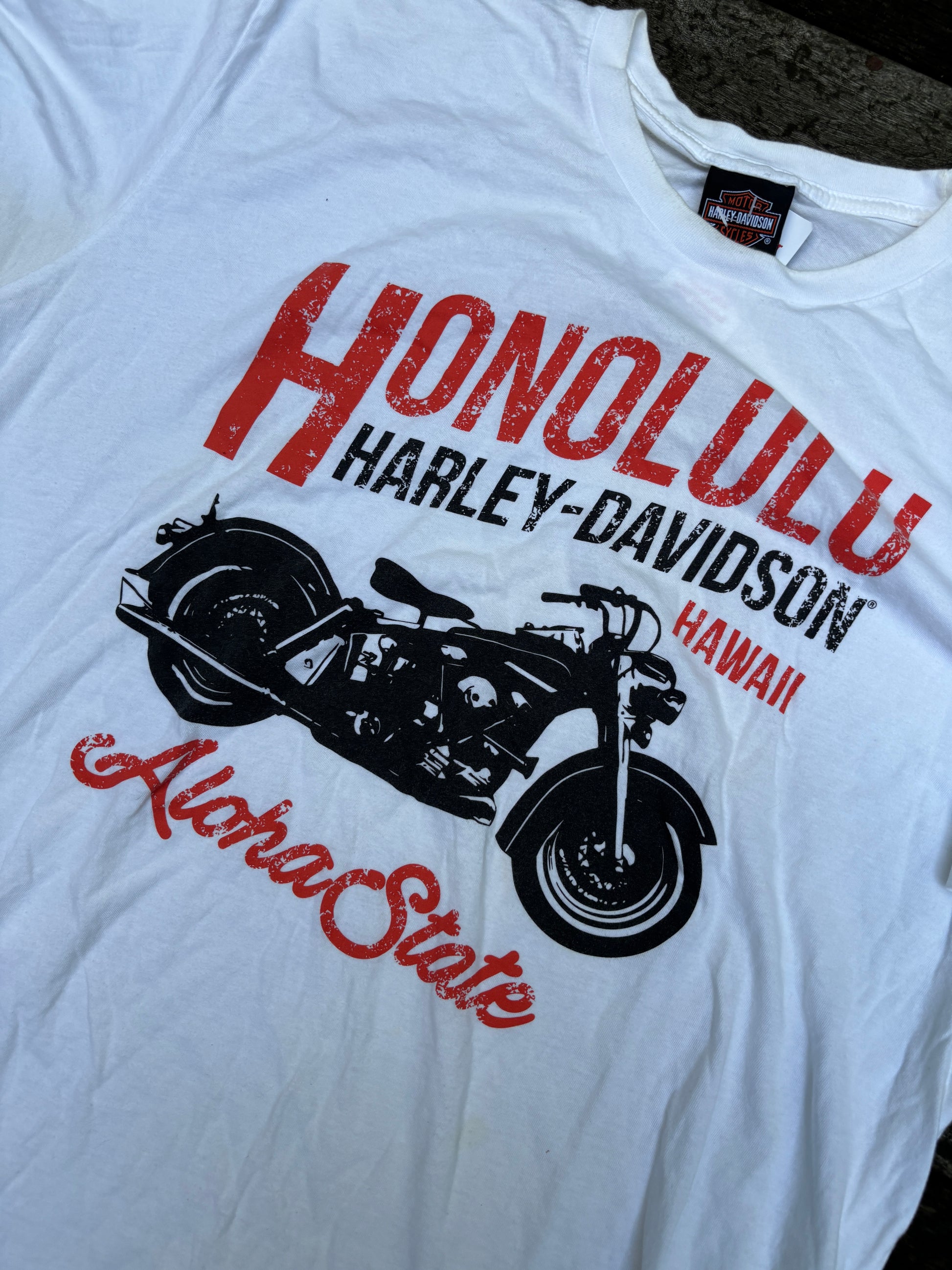 Vintage Harley Davidson T-shirt Size L White Y2K Hawaii Chapter