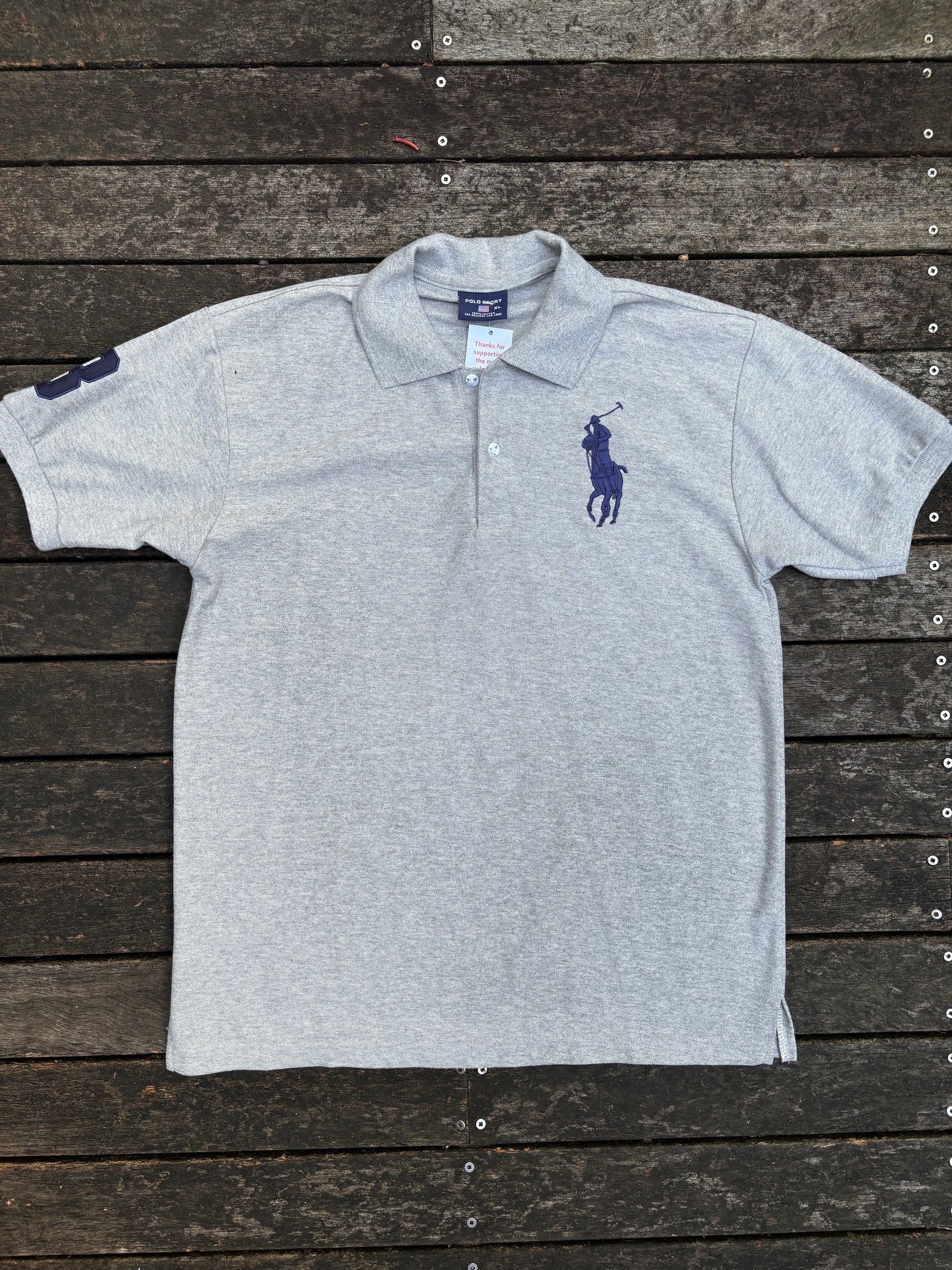 Vintage Polo Sport Polo Size XL Grey 90s