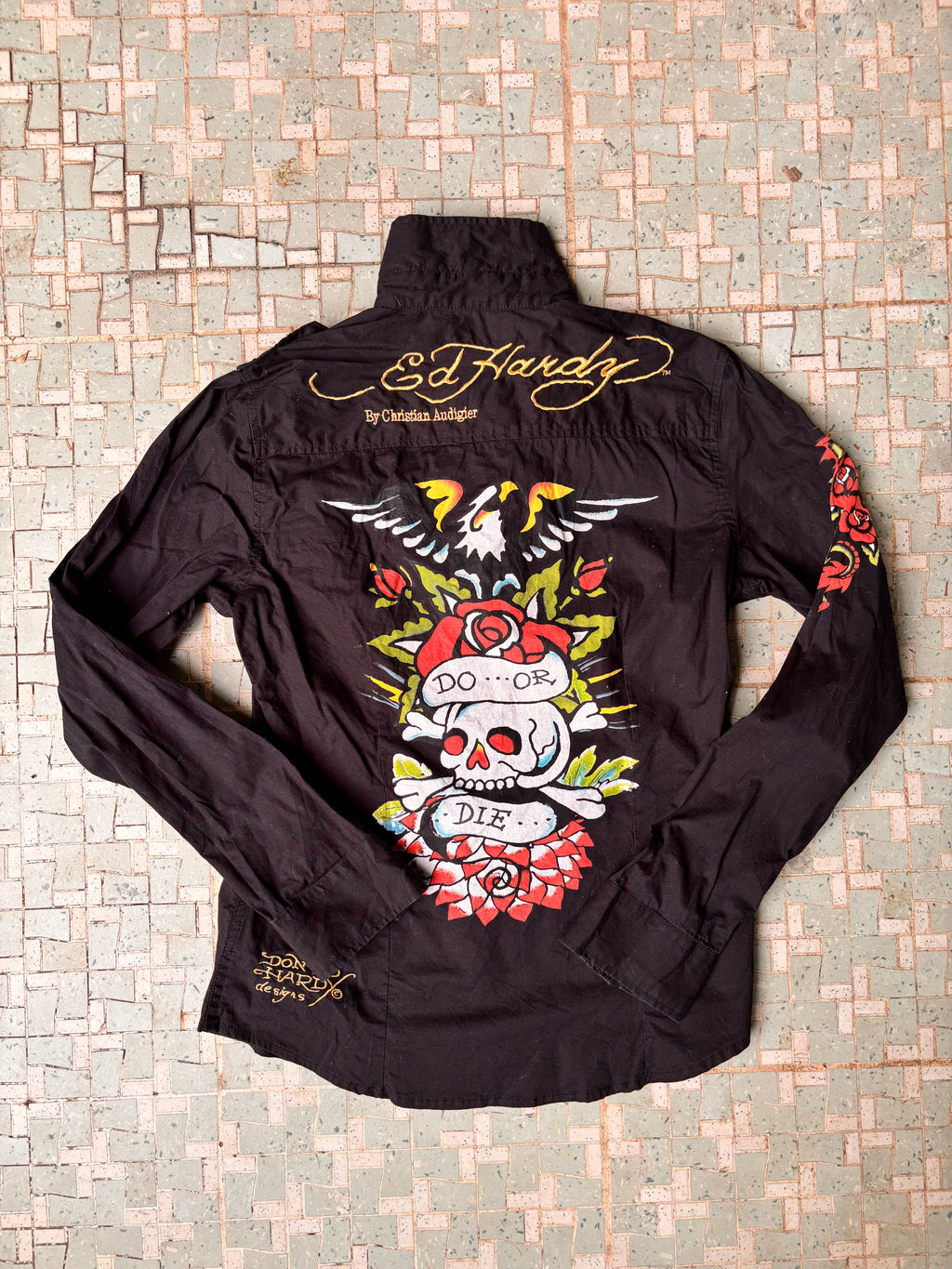 Ed Hardy Christian Audigier Epaulet Field Shirt Size S