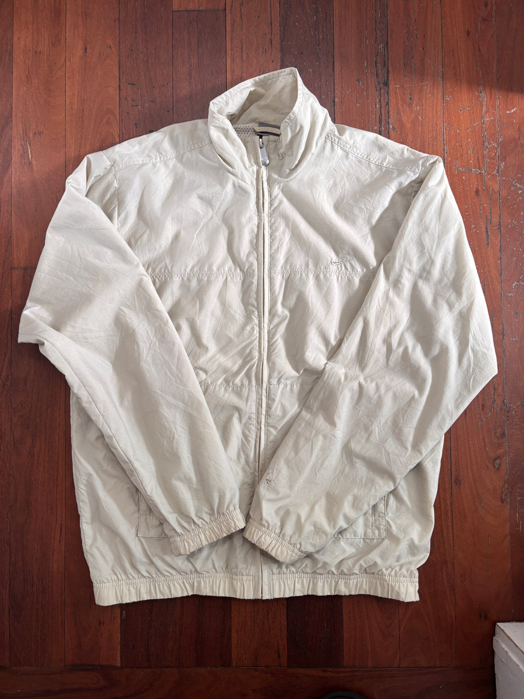 Vintage Y2K Nike Jacket Size M Double Off White Swoosh Nylon Windbreaker Zip
