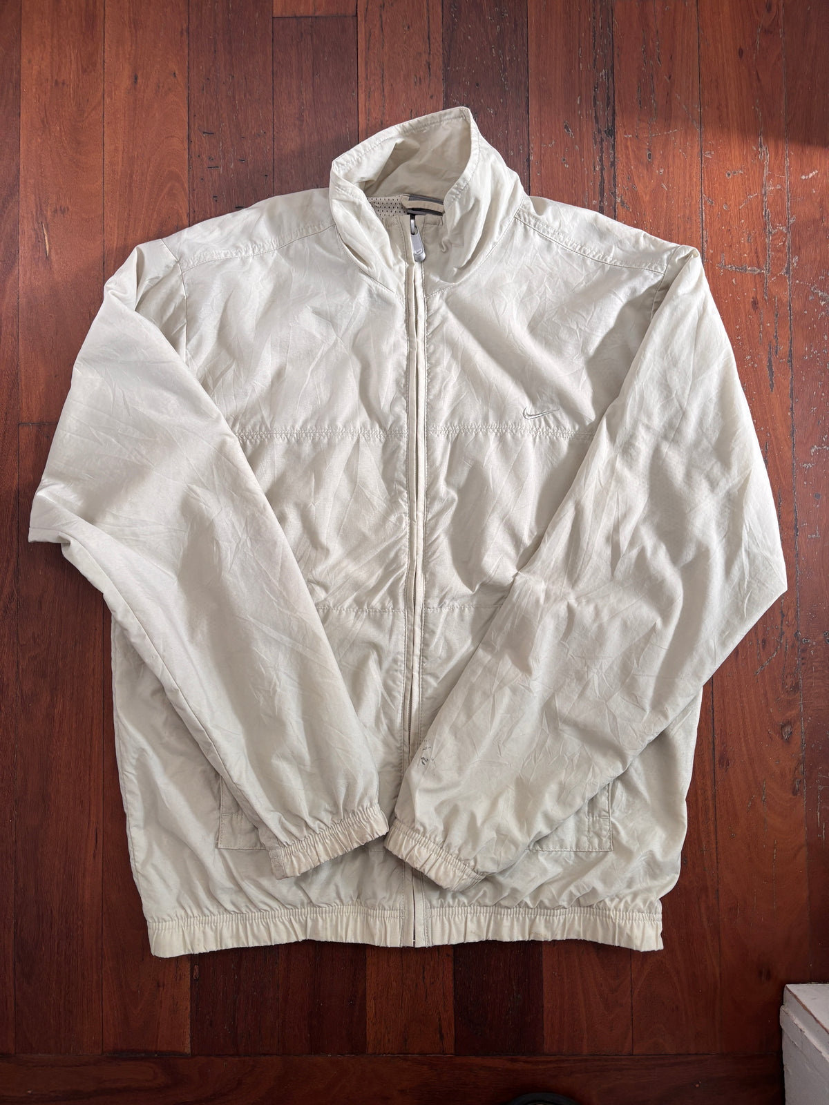 Vintage Y2K Nike Jacket Size M Double Off White Swoosh Nylon Windbreaker Zip