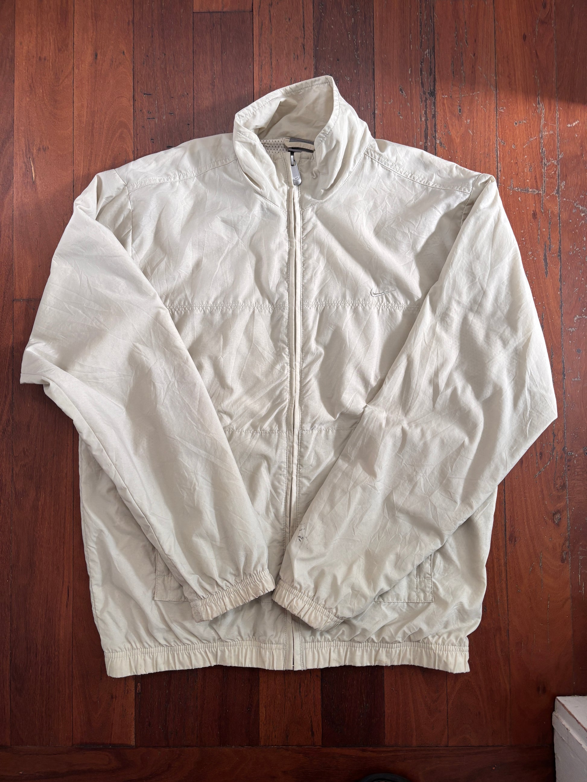 Vintage Y2K Nike Jacket Size M Double Off White Swoosh Nylon Windbreaker Zip
