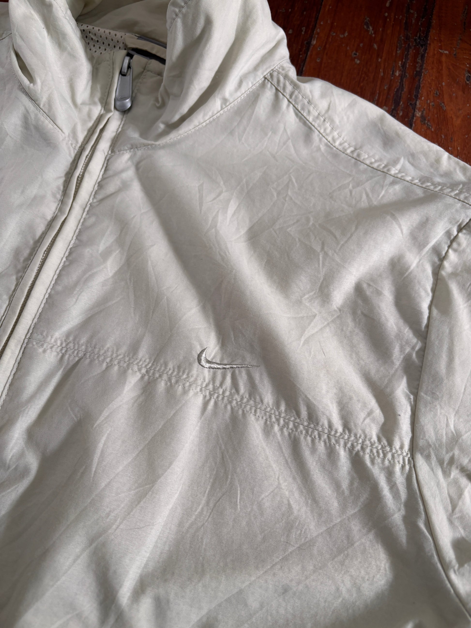 Vintage Y2K Nike Jacket Size M Double Off White Swoosh Nylon Windbreaker Zip