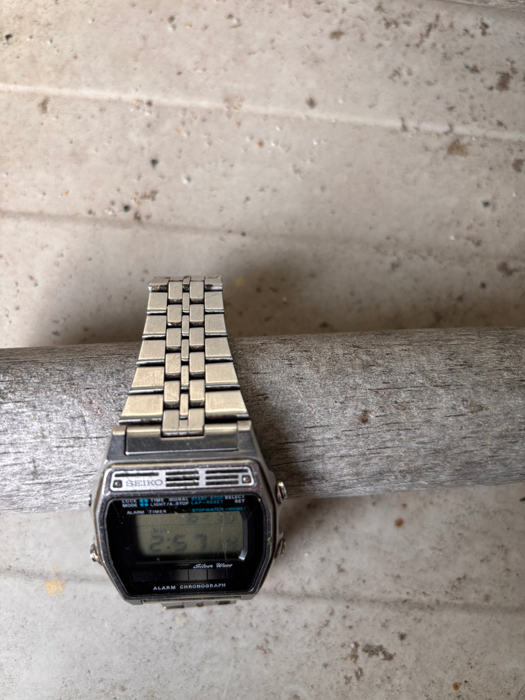 1980's Seiko Silver Wave Chronograph Alarm Watch New Battery A-258-5000